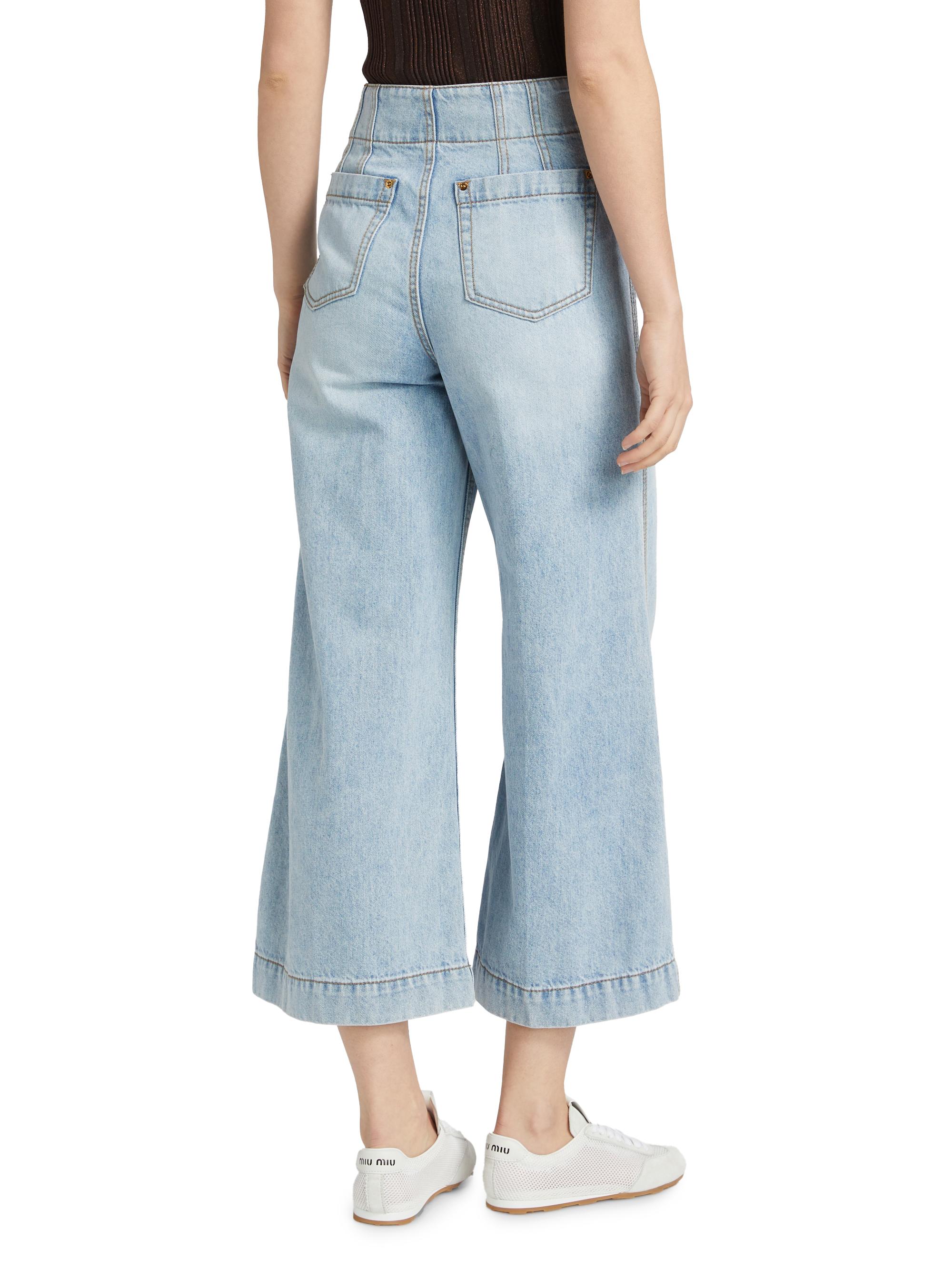 Zimmermann Lucky Washed Cotton Flared Crop Jeans | Saks Fifth Avenue