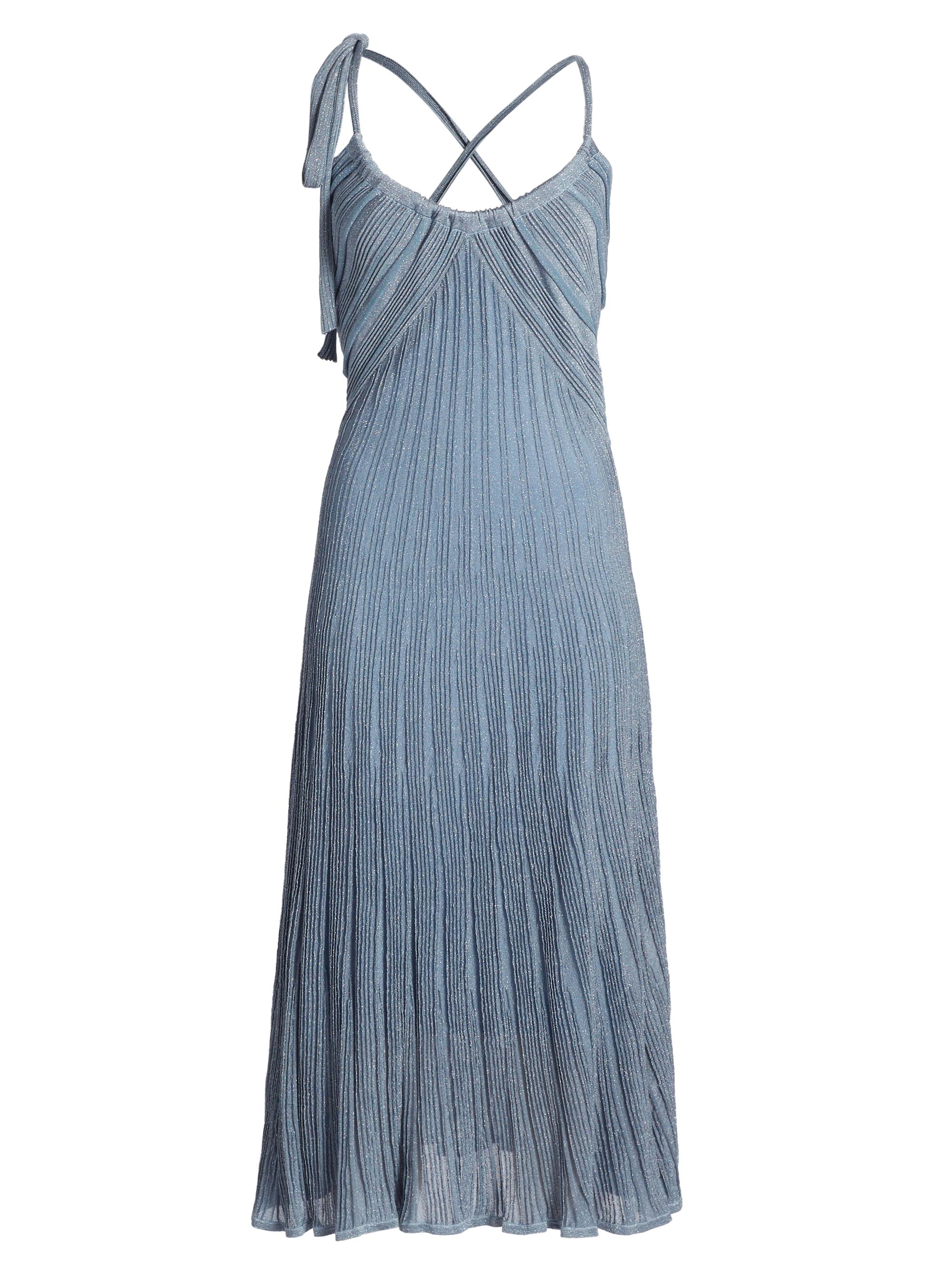 Zimmermann Women's Cascadian Ribbed Metallic Midi-Dress - Metallic Blue