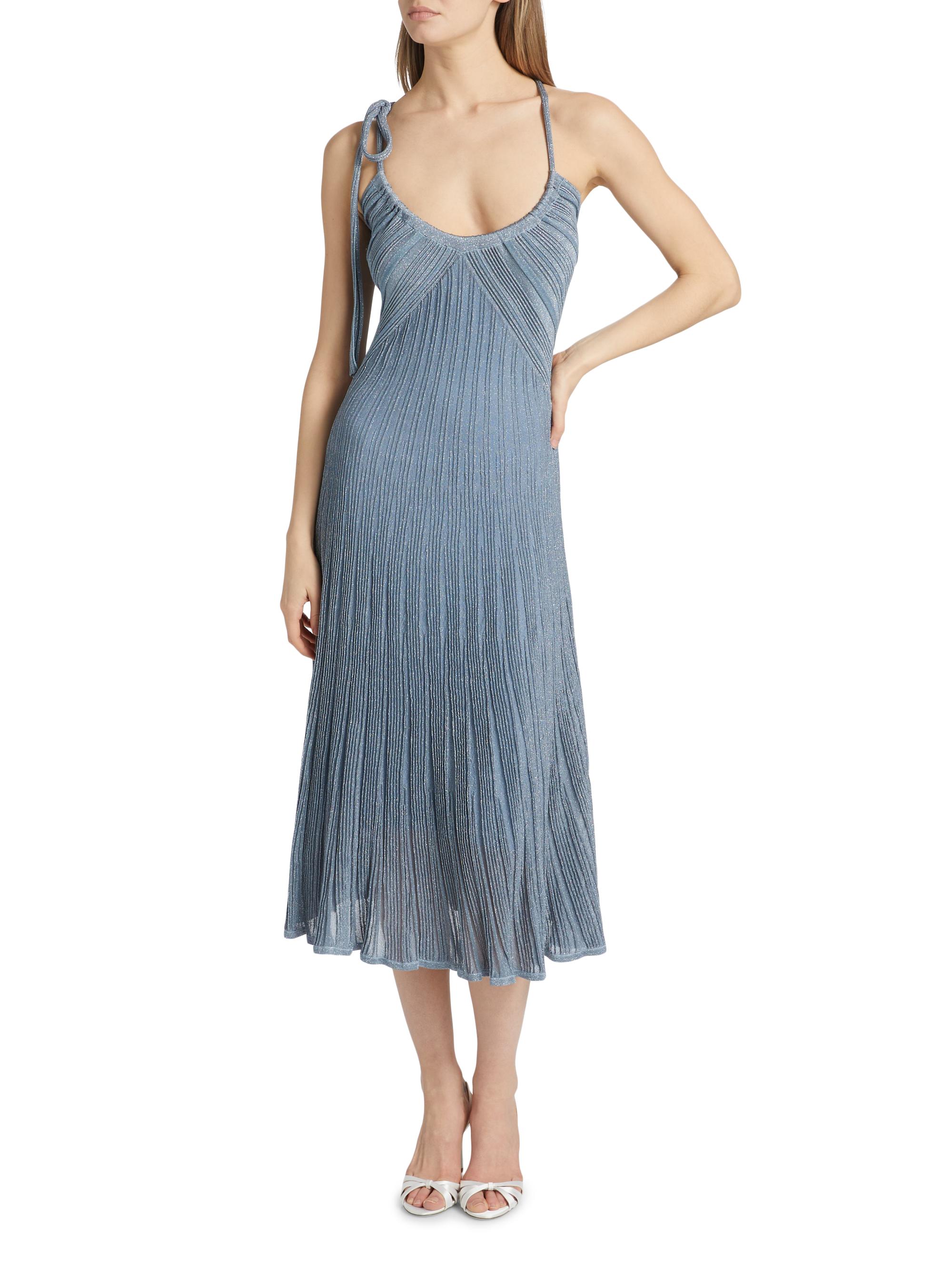 zimmermann silver dress crush frilled v-neck midi