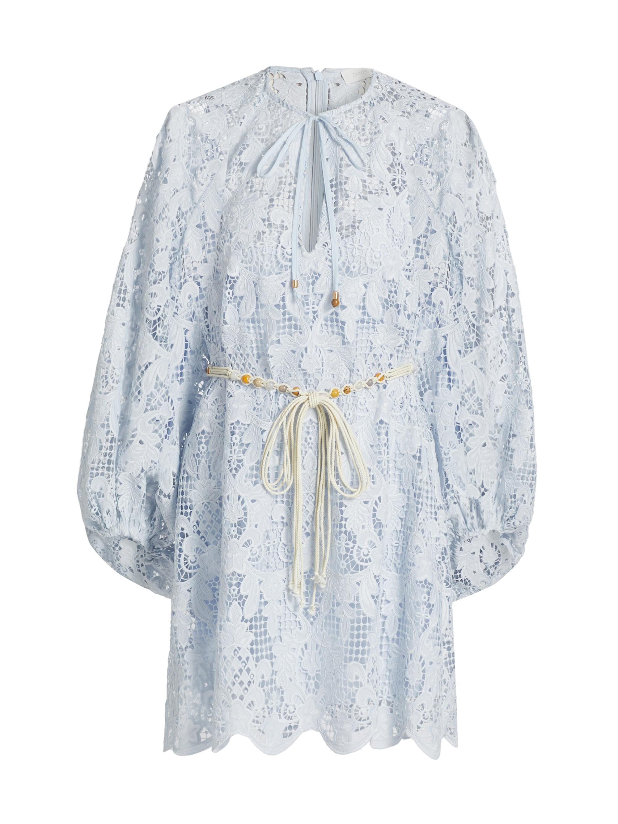 Zimmermann Women's Coco Lace Tunic Minidress - Powder Blue