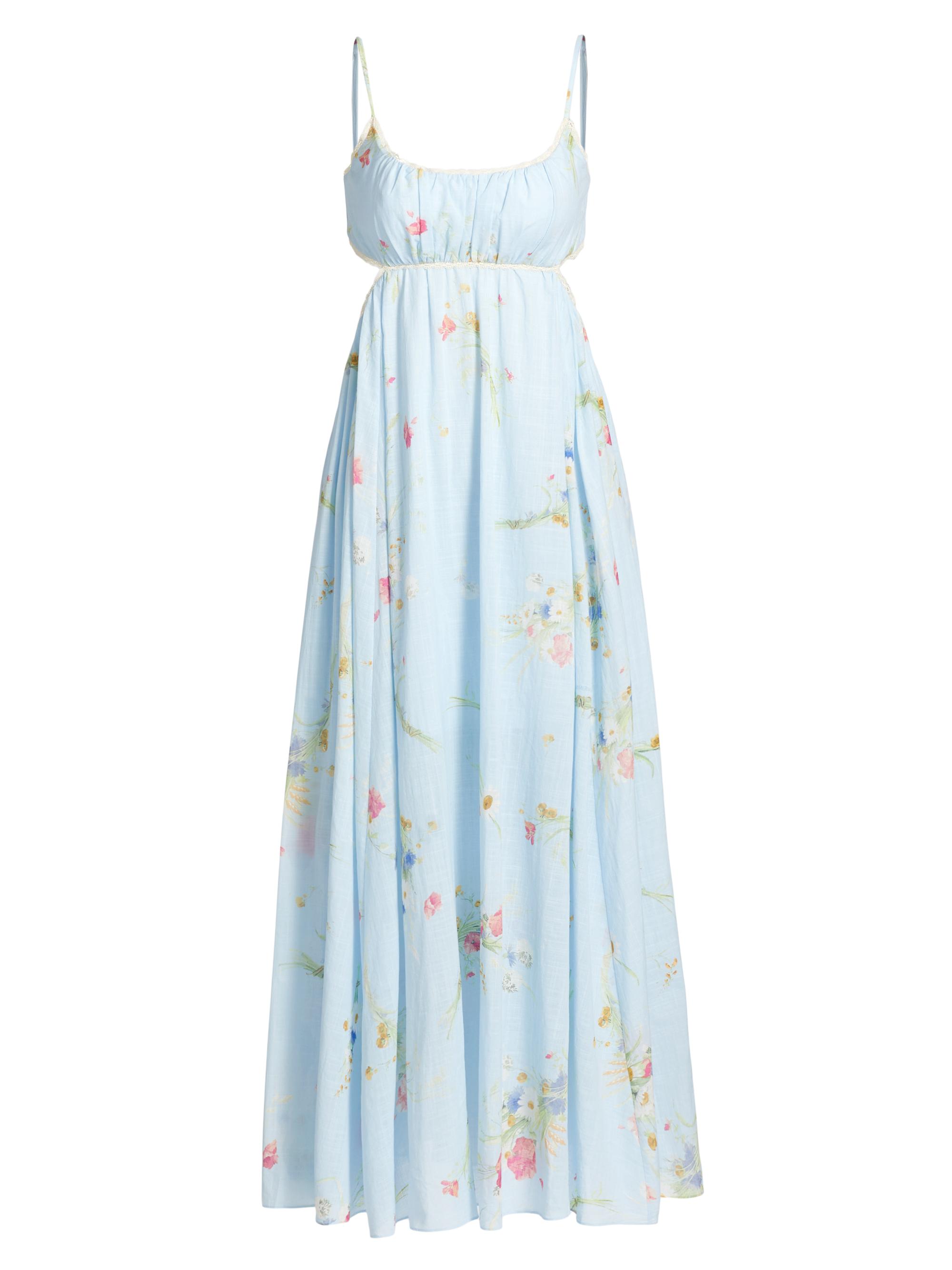 Zimmermann Women's Lucky Picnic Floral Linen Maxi Dress - Blue Bouquet Floral