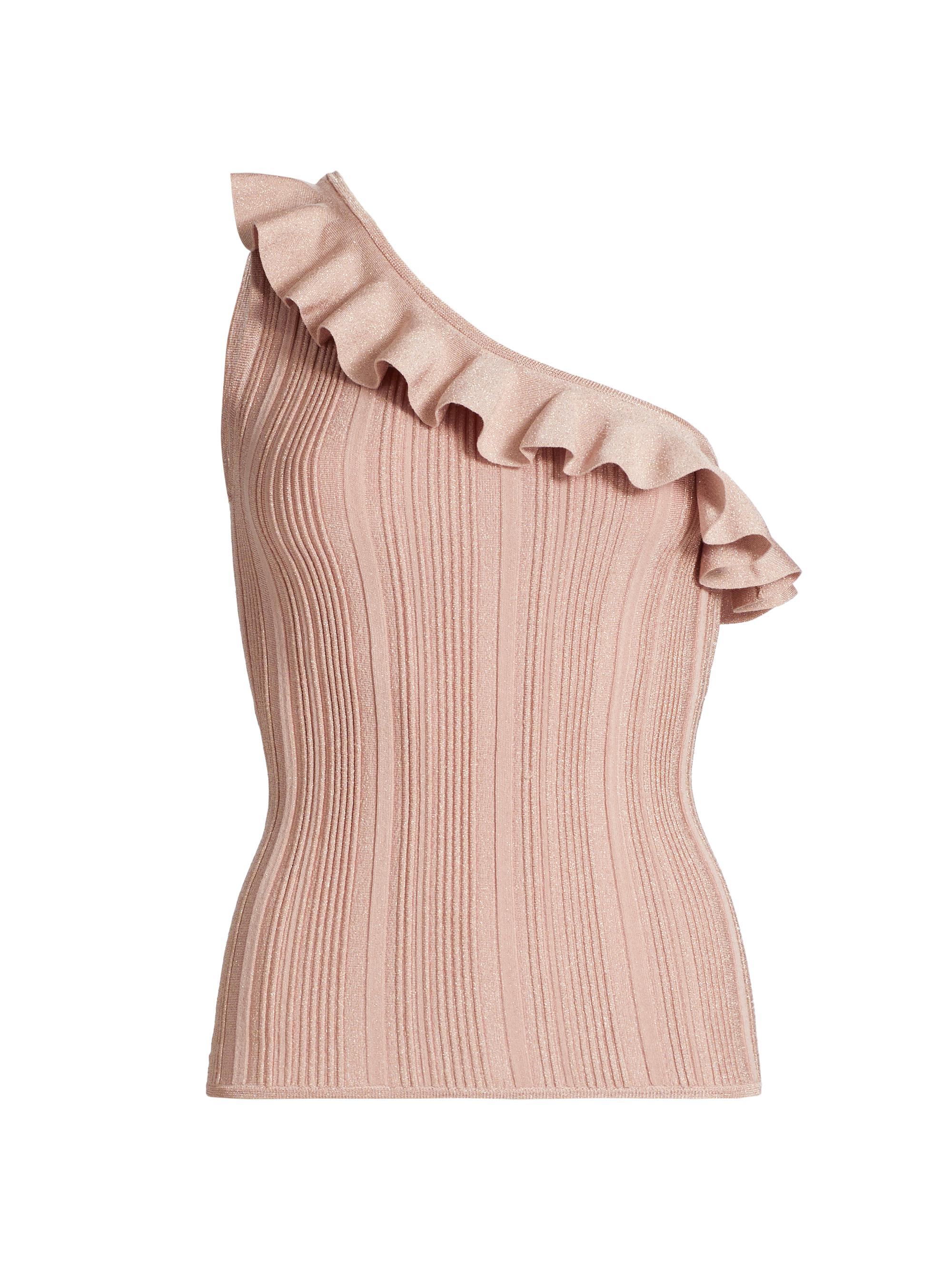 Zimmermann Women's Lucky Metallic Frill One-Shoulder Tank - Metallic Pink
