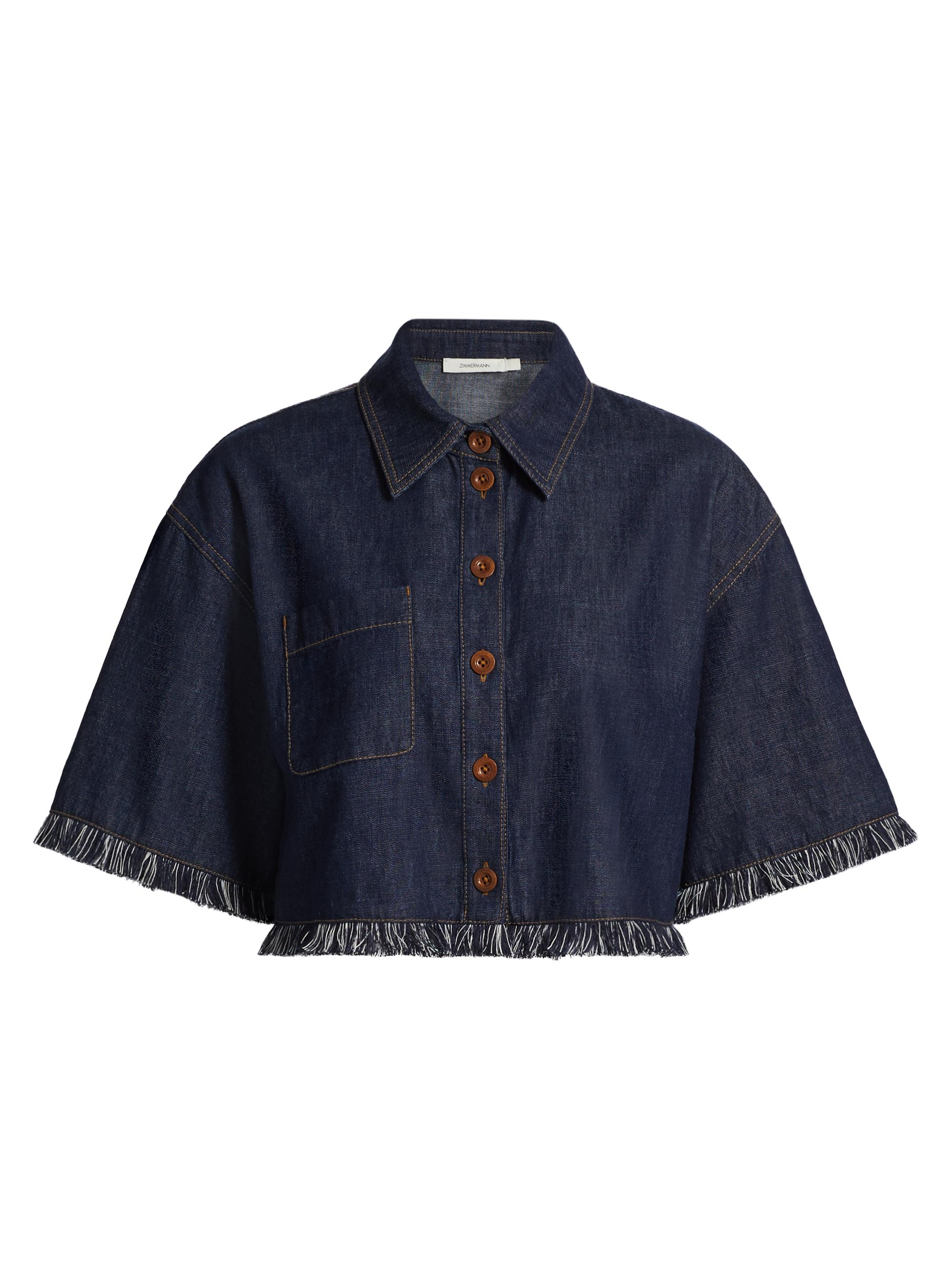 Zimmermann Rhiannon Fringed Denim Shorts | Saks Fifth Avenue