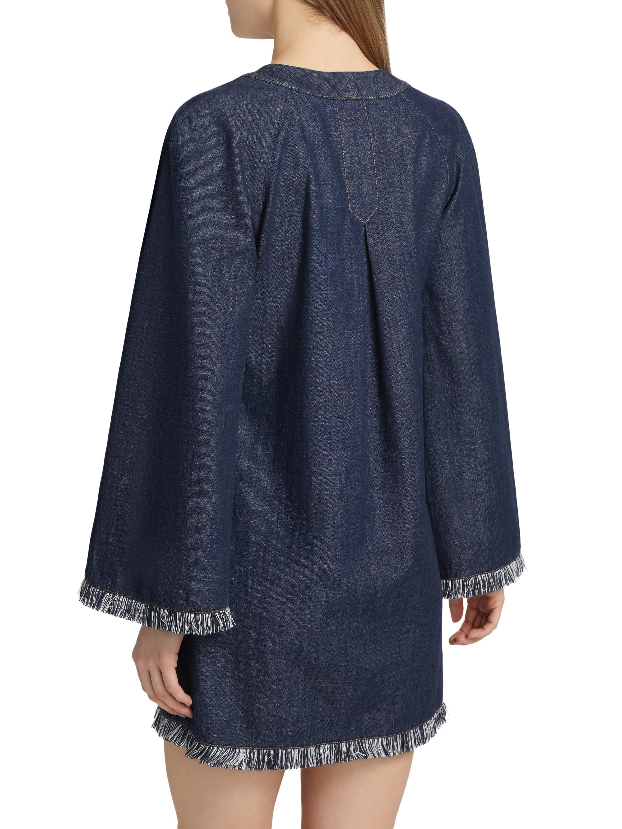 Zimmermann Women's Rhiannon Fringe Denim Minidress - Atlantic - Size 6