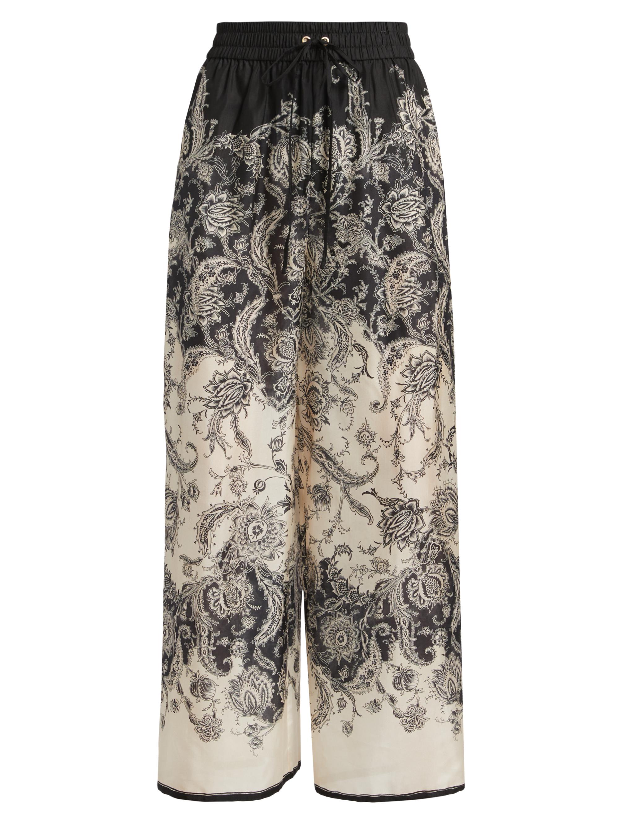 Zimmermann Women's Rhiannon Silk Relaxed Pants - Cream Black Floral