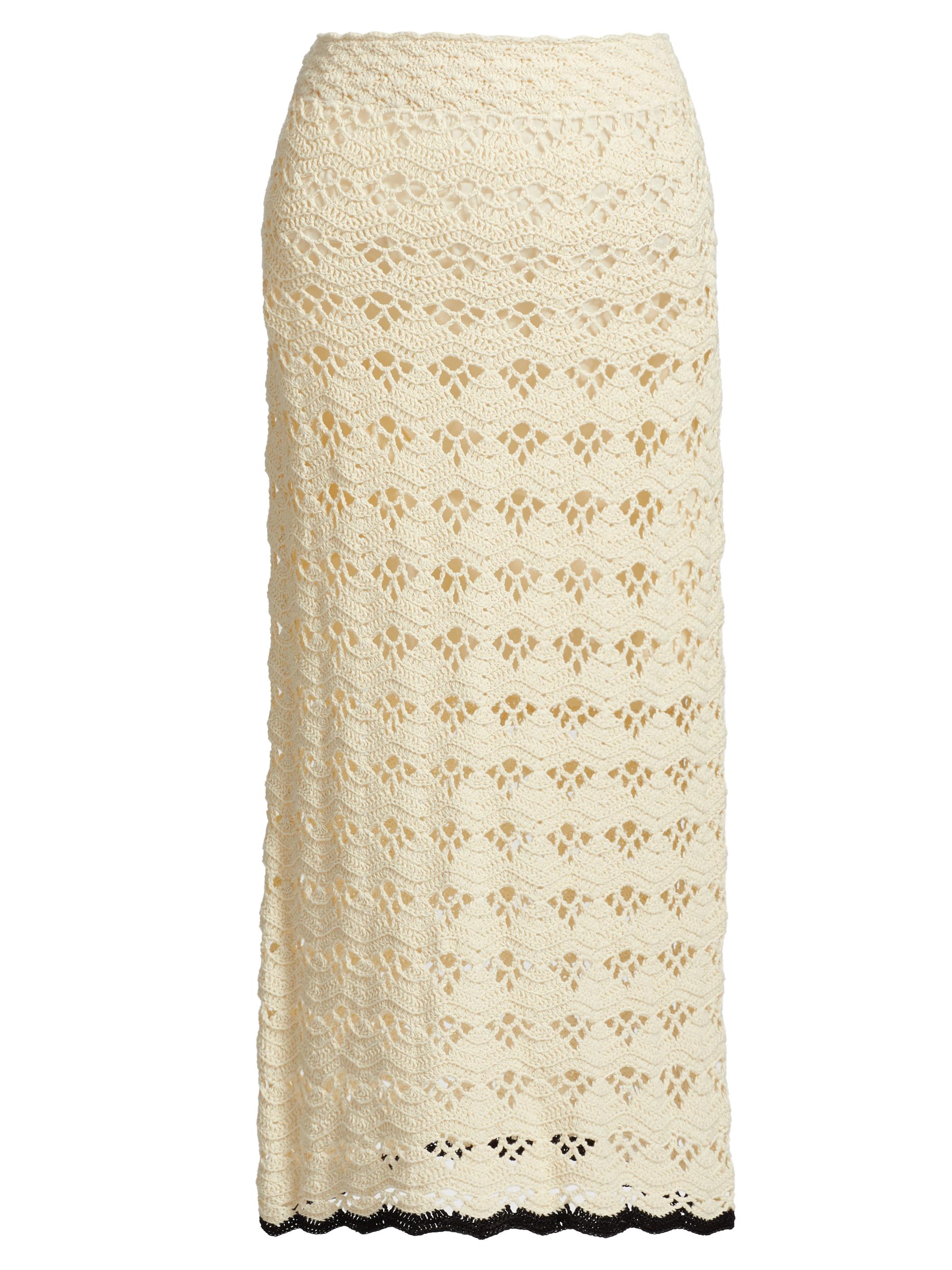 Zimmermann Women's Rhiannon Crochet Midi-Skirt - Cream Black