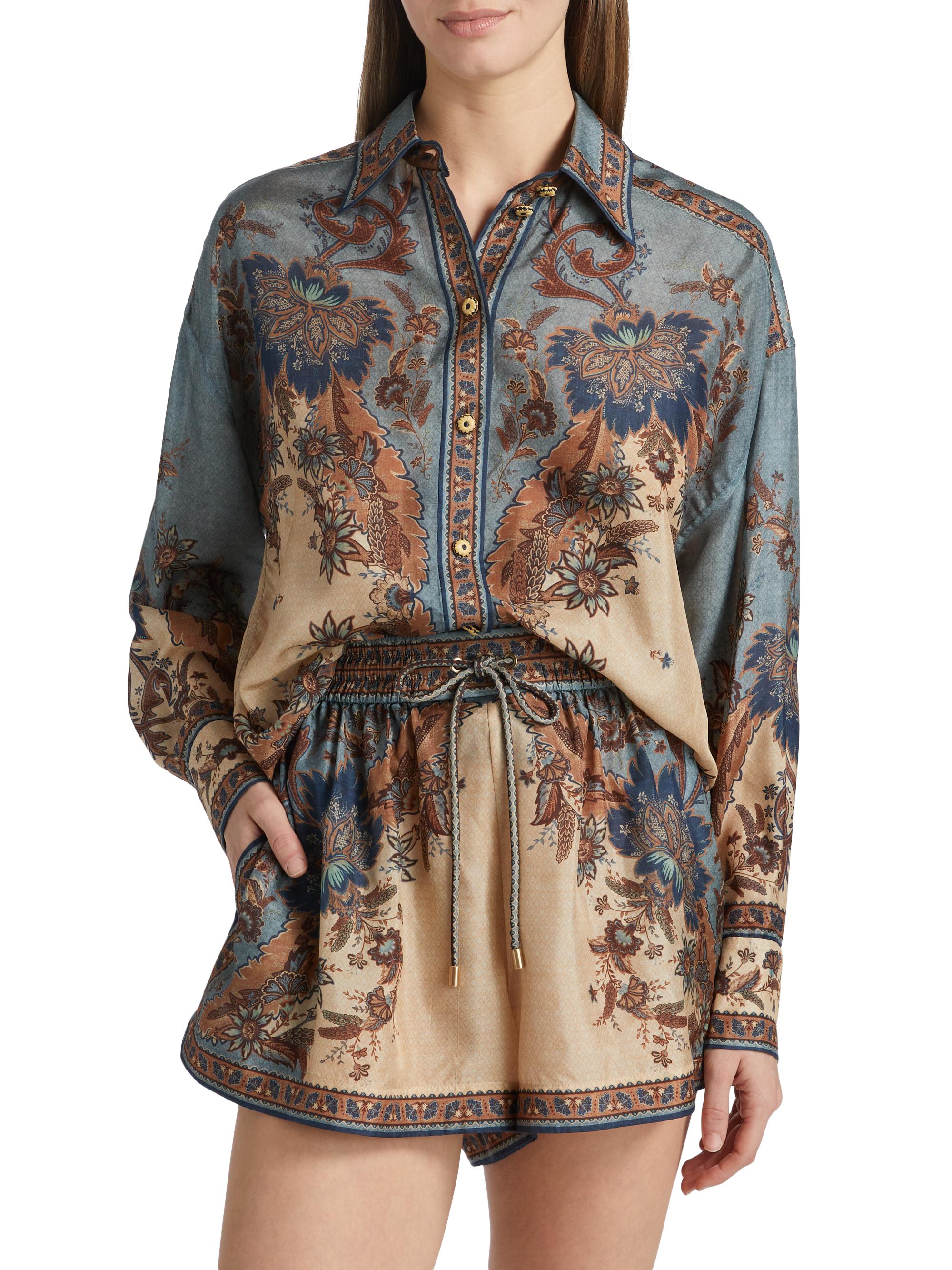 Zimmermann Ascension Silk Western Shirt | Saks Fifth Avenue
