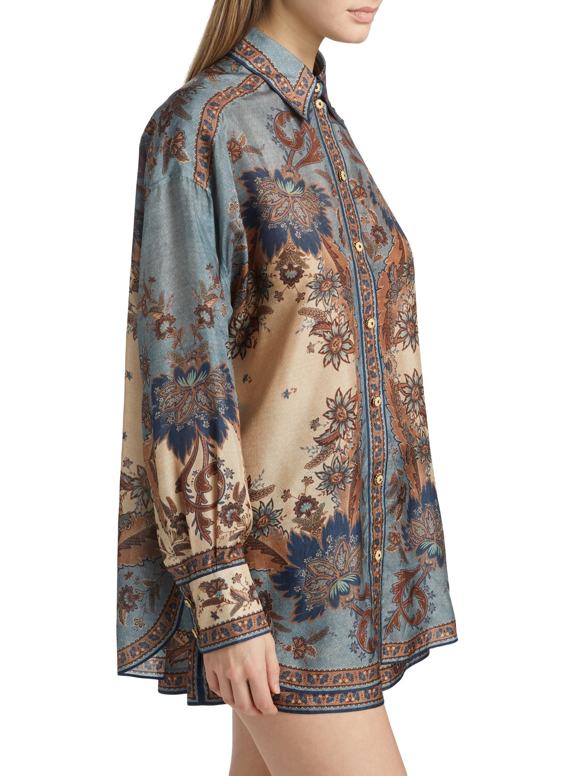 Zimmermann Ascension Silk Western Shirt | Saks Fifth Avenue