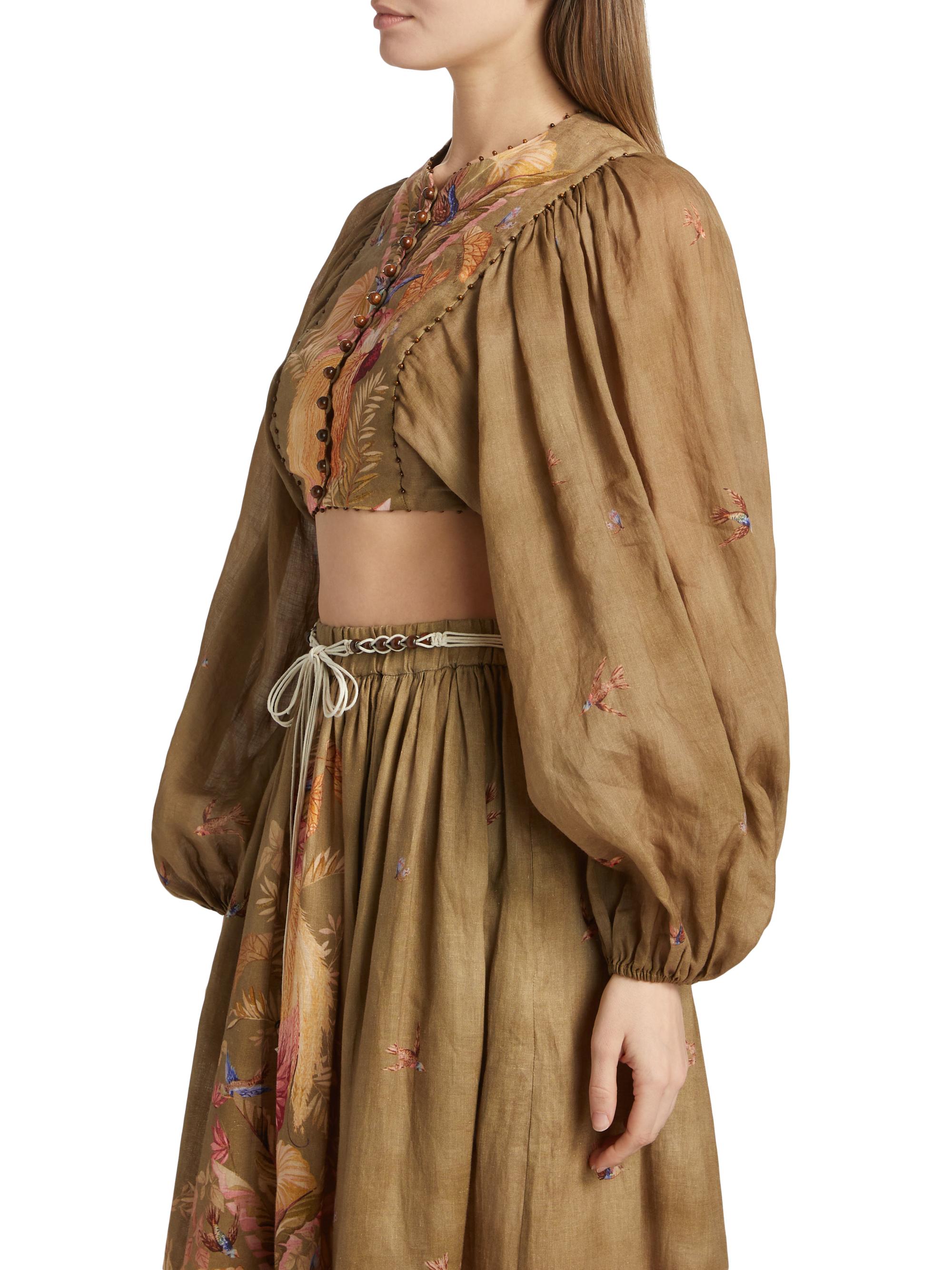 Zimmermann Ascension Printed Beaded Crop Top | Saks Fifth Avenue