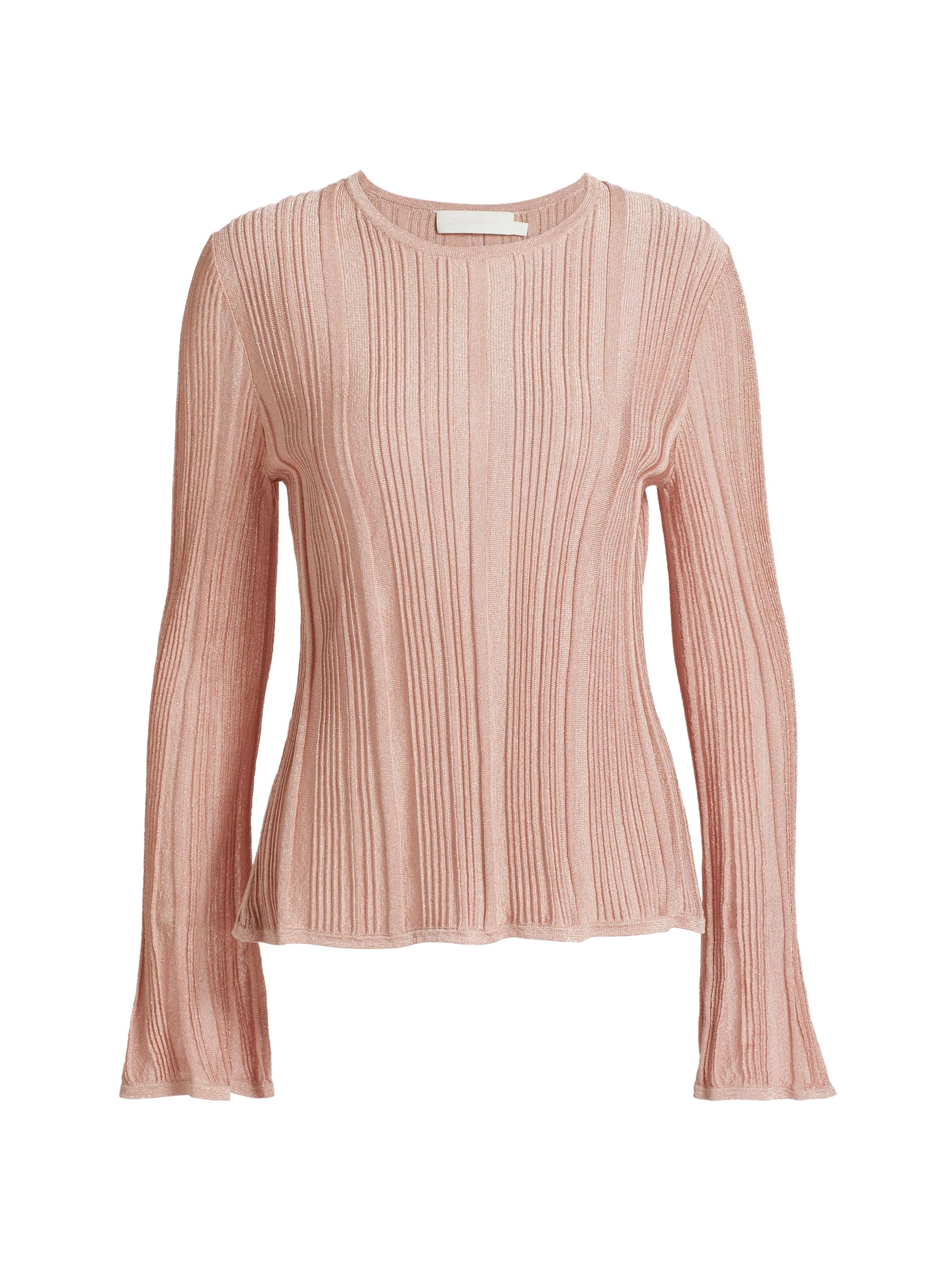 Zimmermann Women's Lucky Metallic Ribbed Top - Metallic Pink