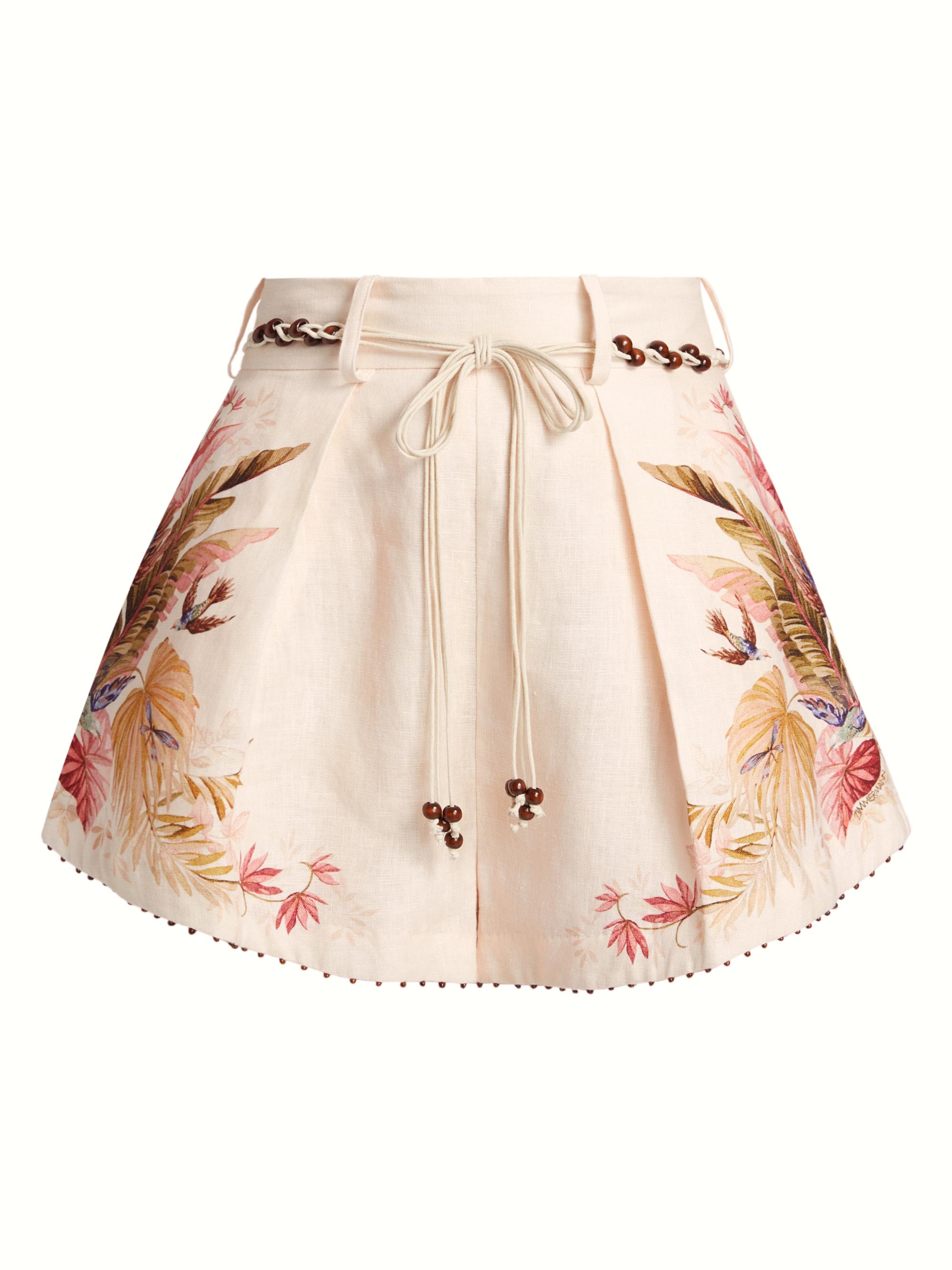 Zimmermann Women's Ascension Tuck Pleated Shorts - Cream Palm Floral