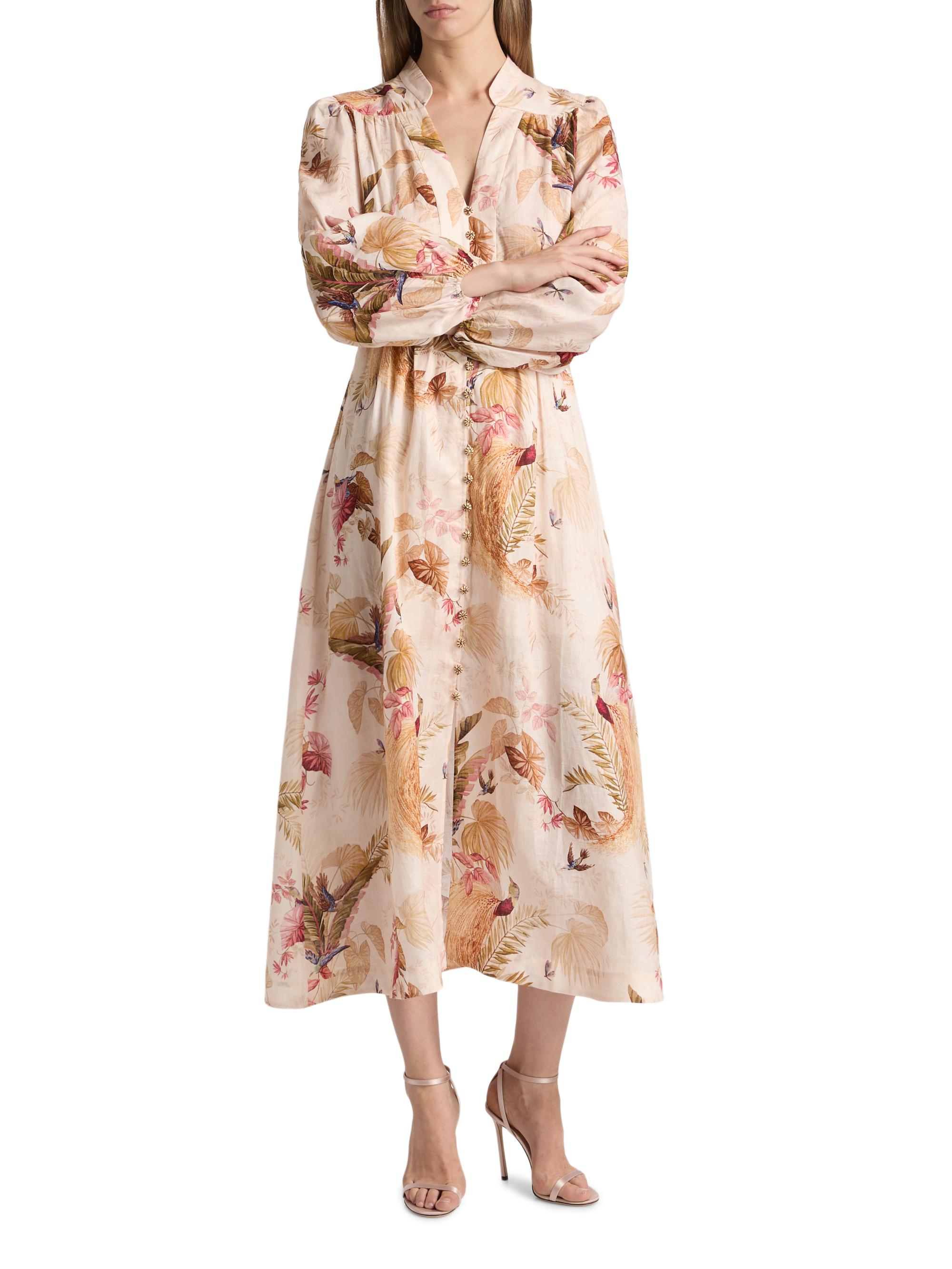 Zimmermann Ascension Plunge Maxi Dress - Cream Palm Floral