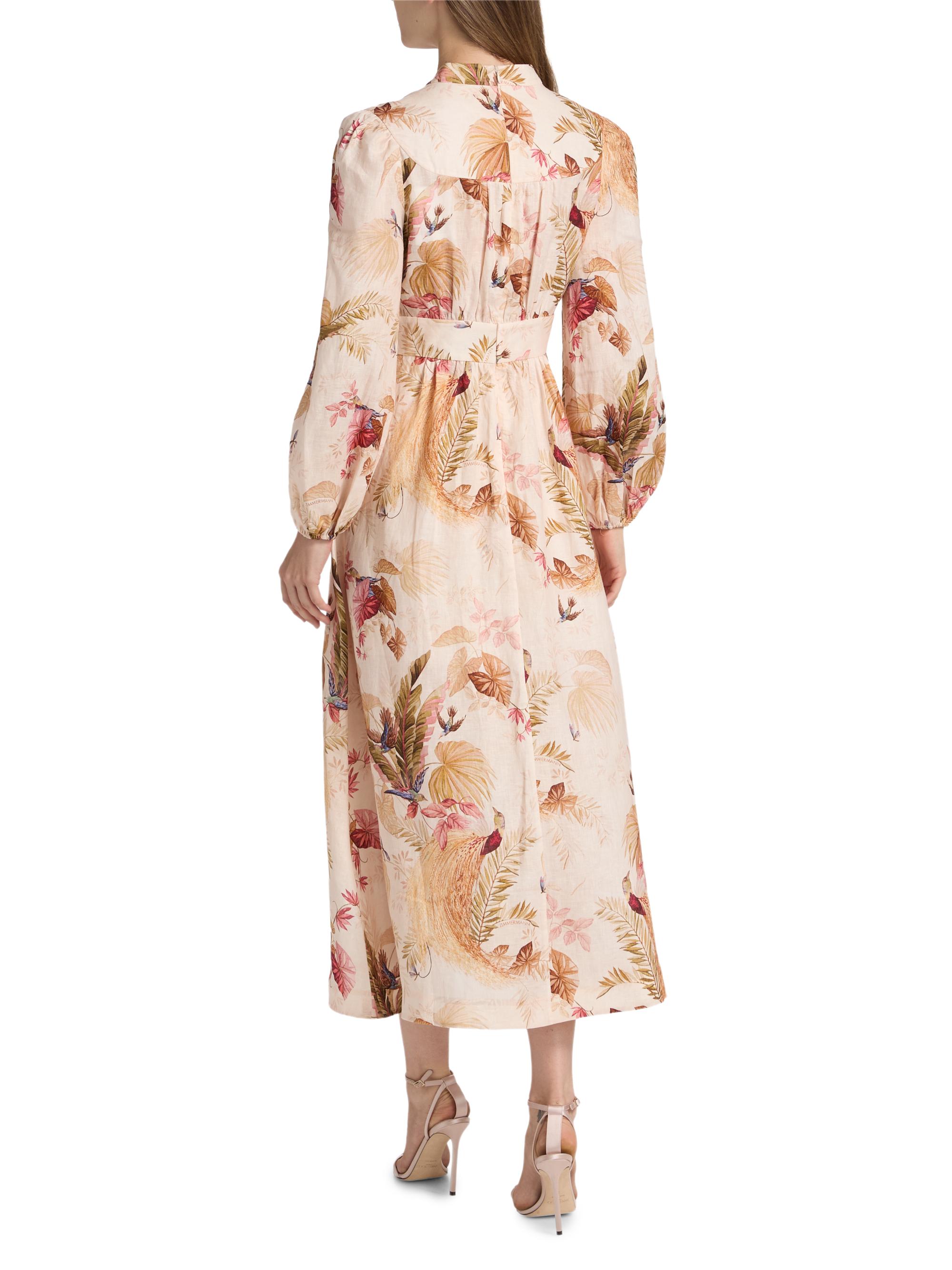 Zimmermann Ascension Plunge Maxi Dress - Cream Palm Floral