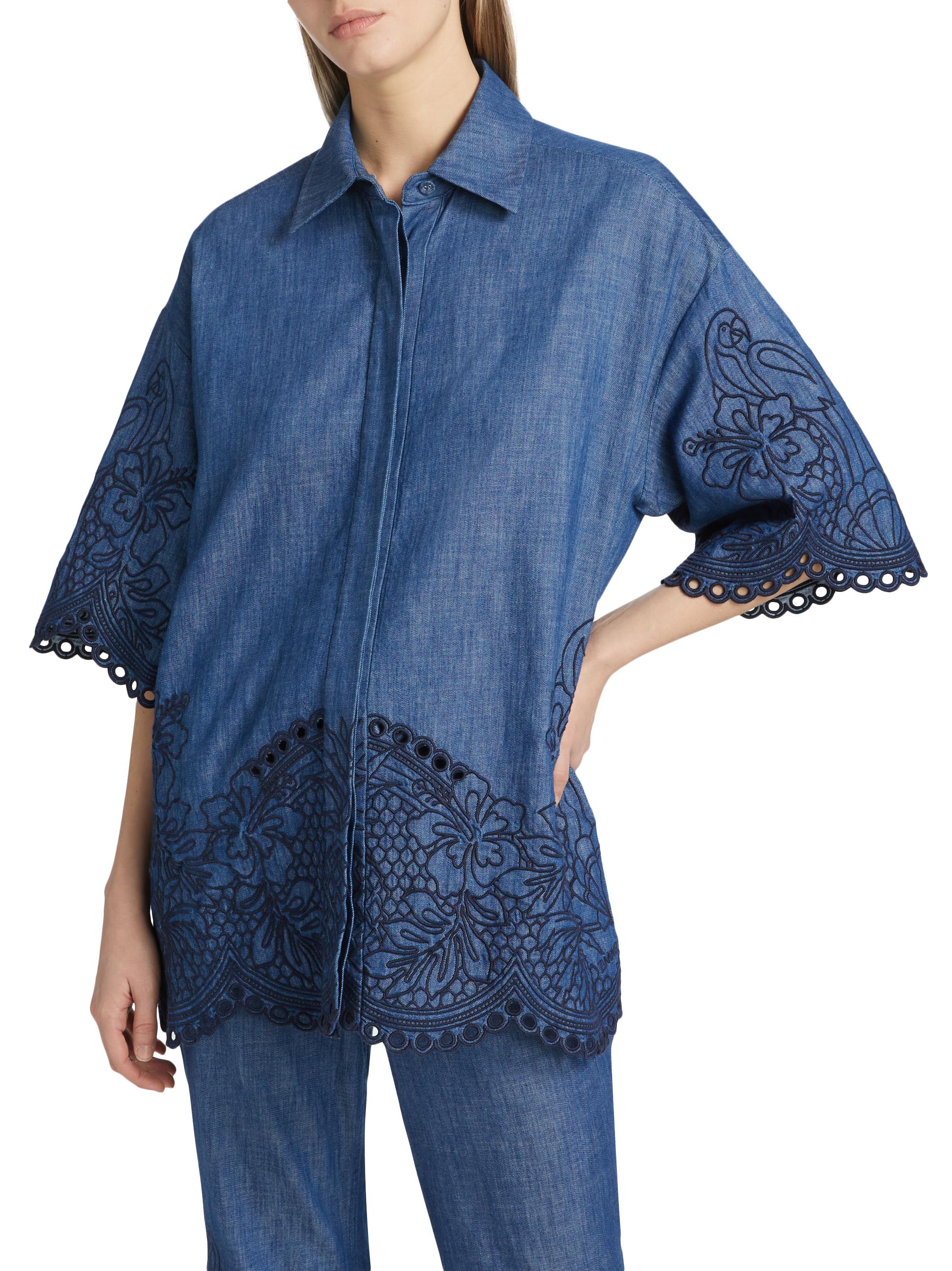 Zimmermann Coco Embroidered Denim Shirt
