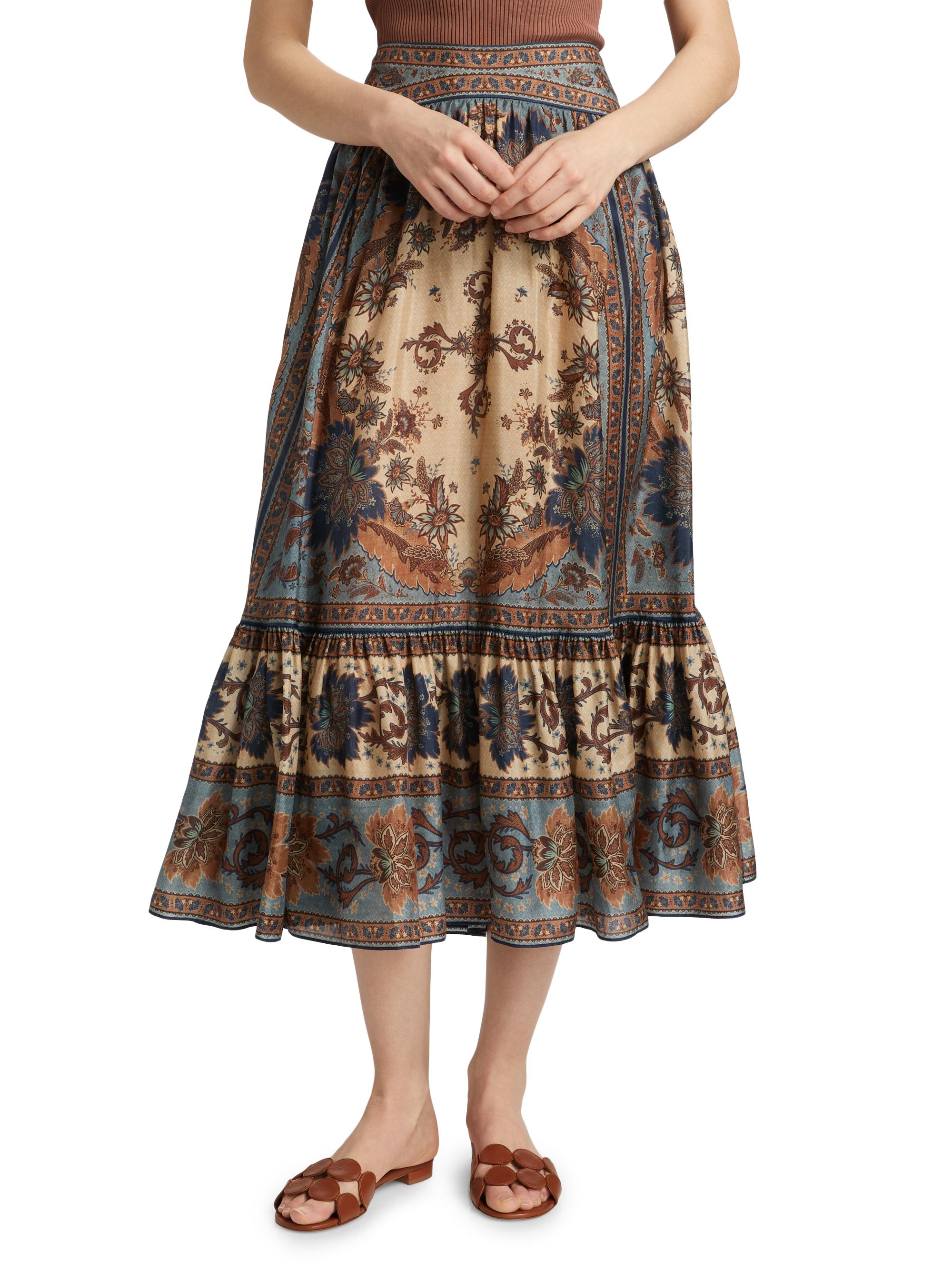 Zimmermann Ascension Tiered Midi-Skirt | Saks Fifth Avenue