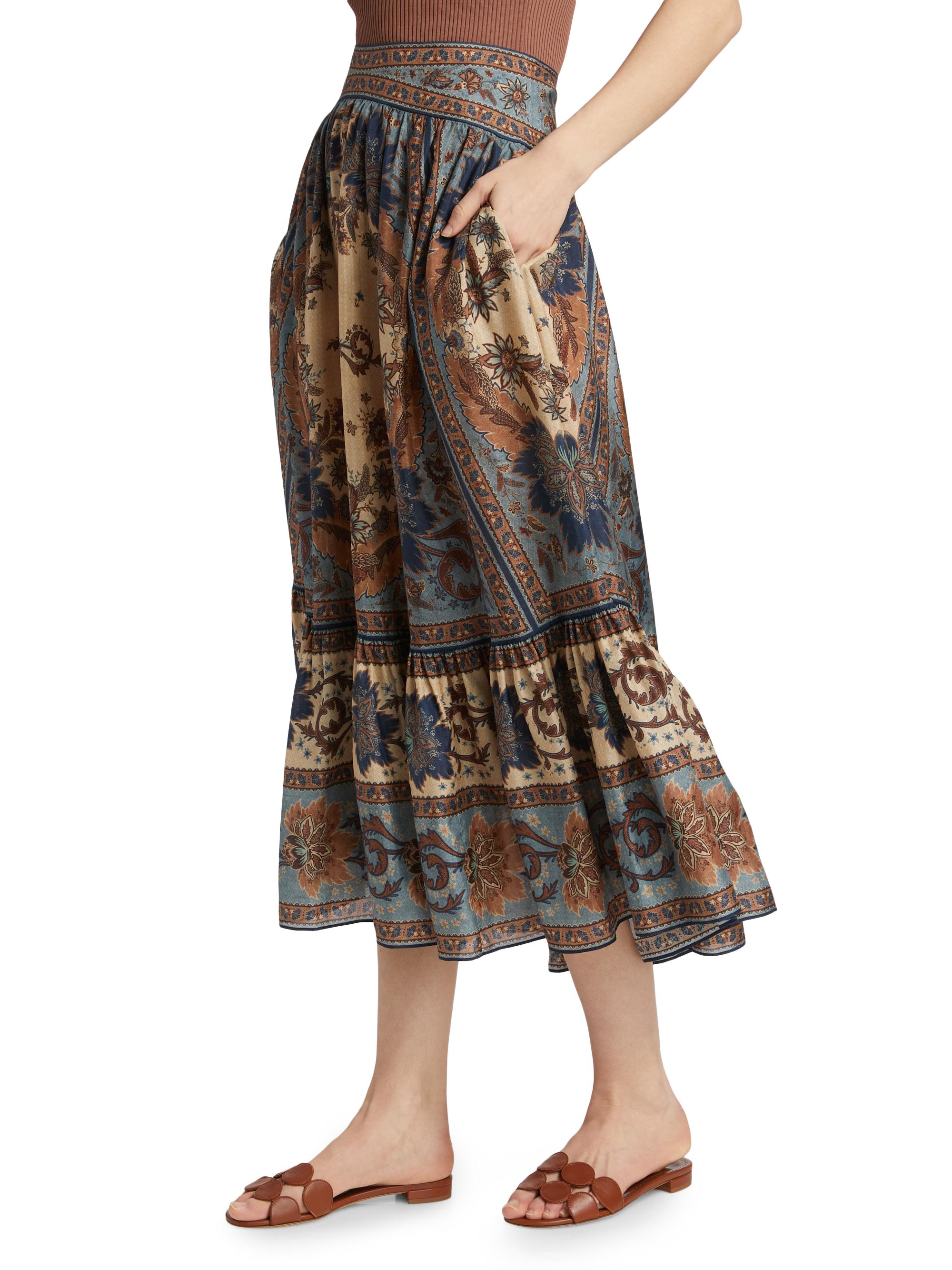 Zimmermann Ascension Tiered Midi-Skirt | Saks Fifth Avenue