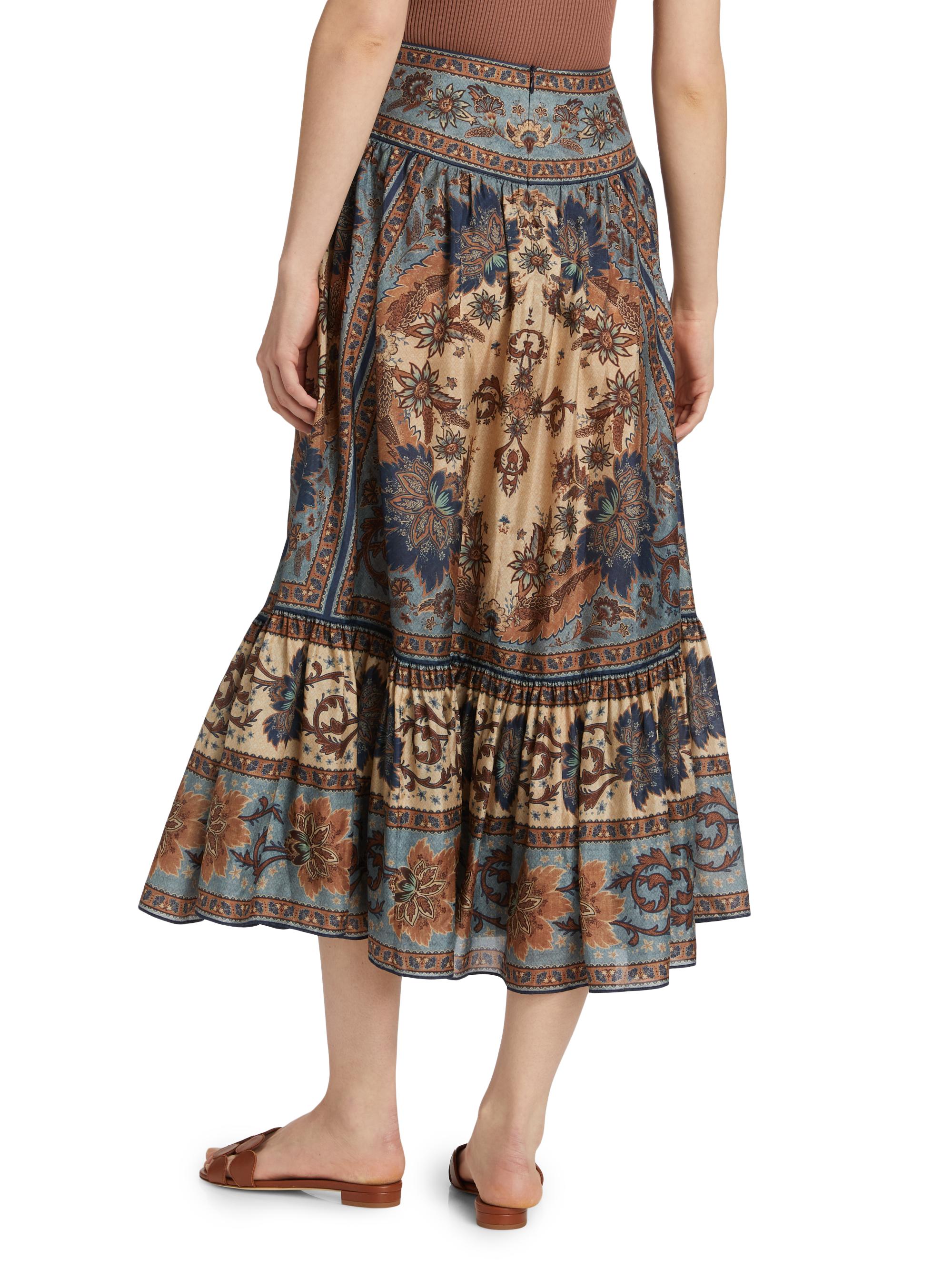 Zimmermann Ascension Tiered Midi-Skirt | Saks Fifth Avenue
