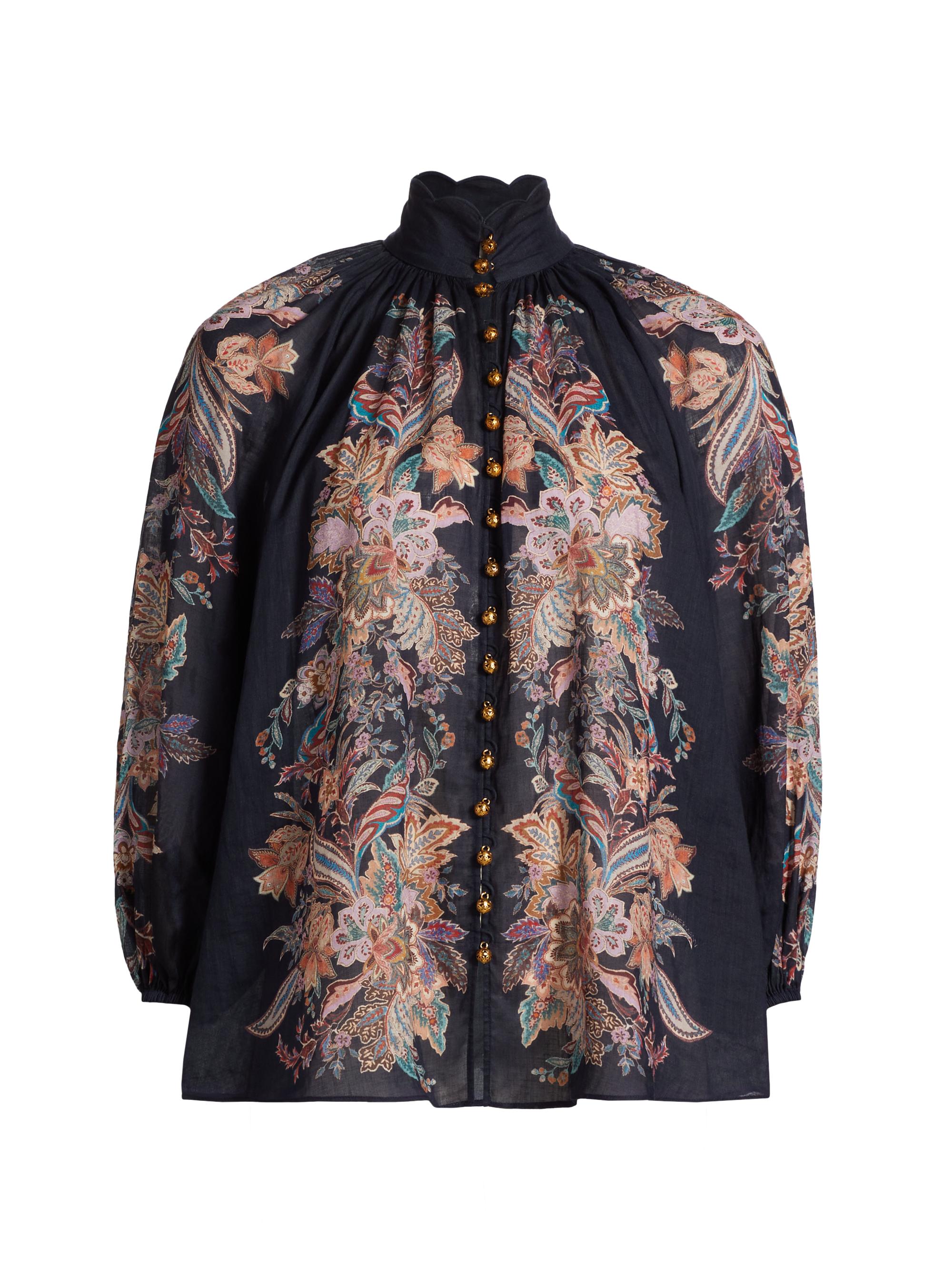 Zimmermann Women's Rhiannon Billow Paisley Blouse - Navy Multi Paisley