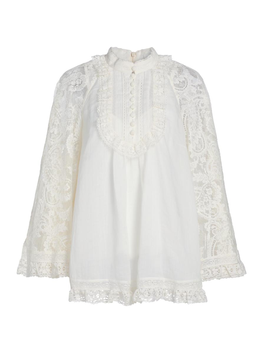 ワンピース ZIMMERMANN ASCENSION LACE YOKE RAMIE TUNIC Zimmermann Ascension Lace Yoke Tunic | Saks Fifth Avenue