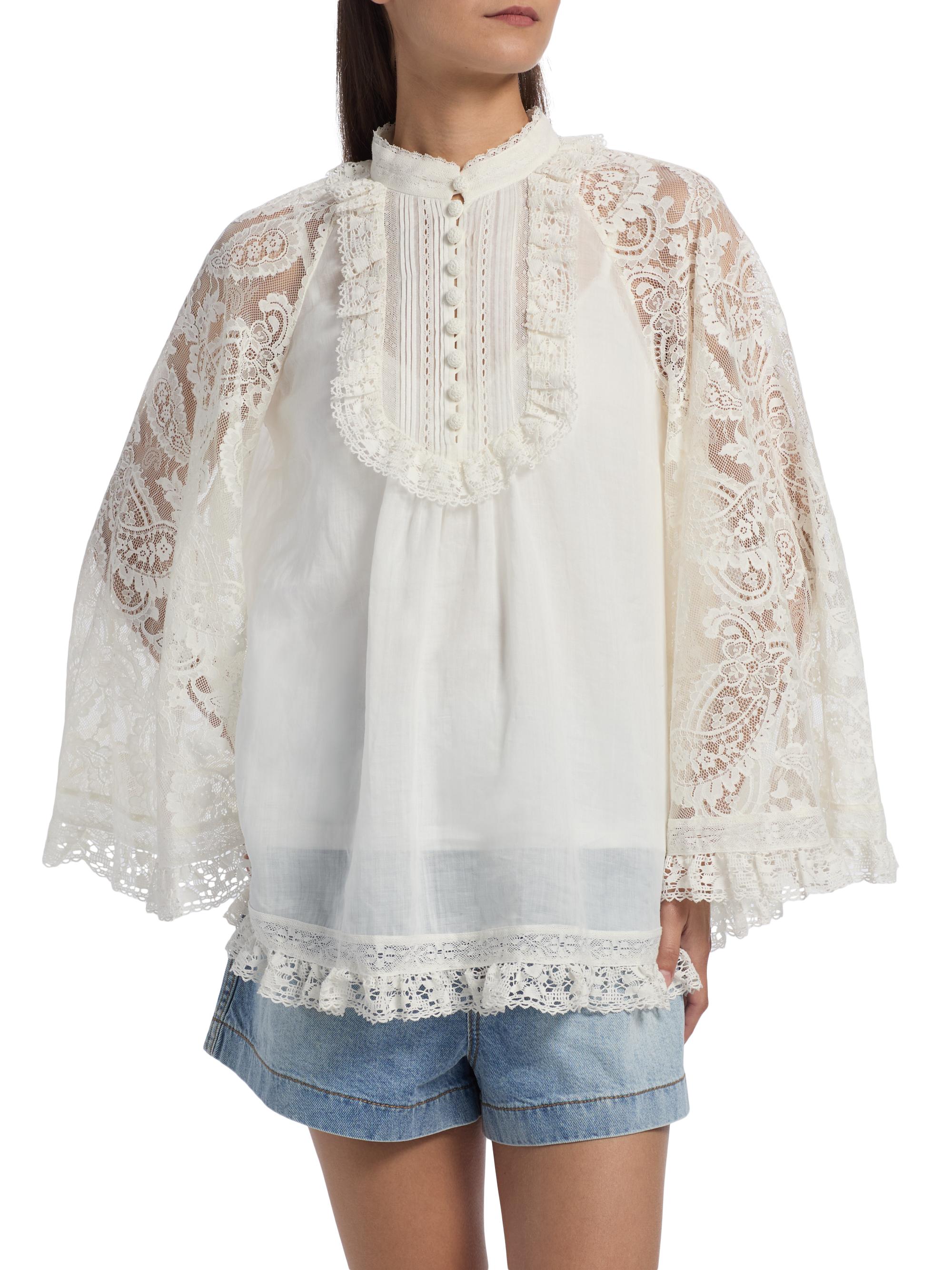 ジェーンマープル　ruffle yoke lace blouse ホワイト　新品 ジェーンマープル ruffle yoke lace blouse ホワイト 新品 【公式通販】