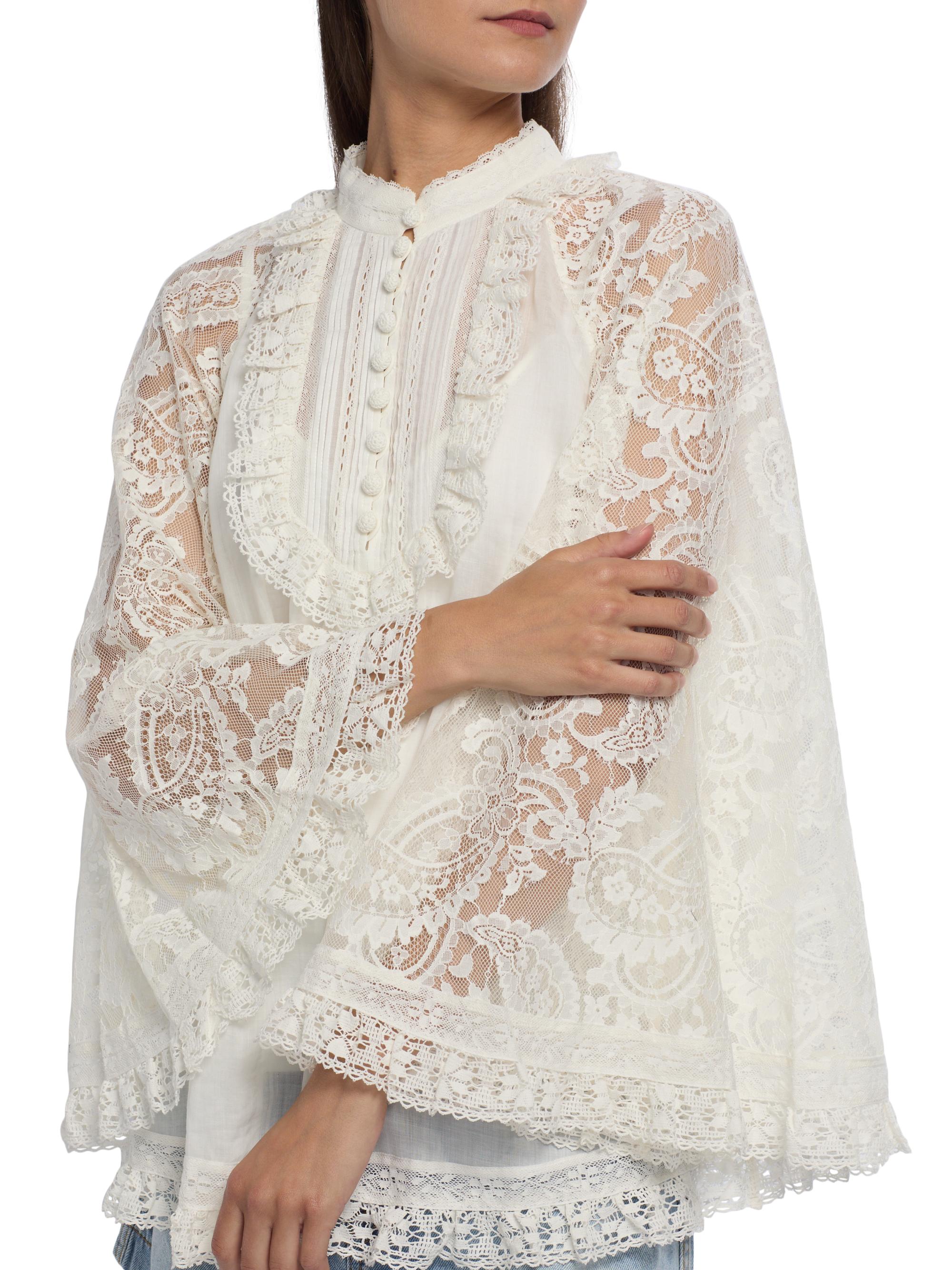 ジェーンマープル　ruffle yoke lace blouse ホワイト　新品 Zimmermann Ascension Lace Yoke Tunic | Saks Fifth Avenue