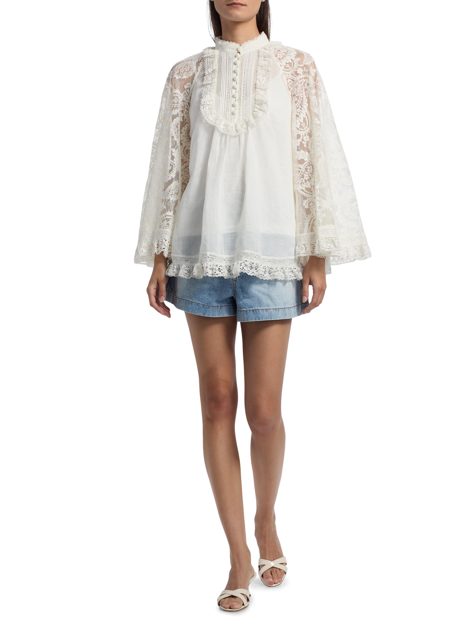 Zimmermann Ascension Lace Yoke Tunic | Saks Fifth Avenue
