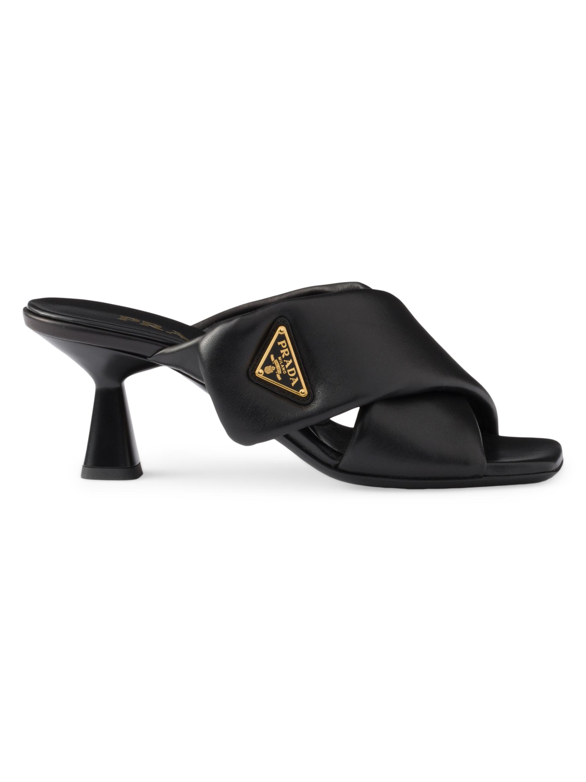 PRADA ギャザーパンプス Prada Padded 65MM Nappa Leather Sandals | Saks Fifth Avenue