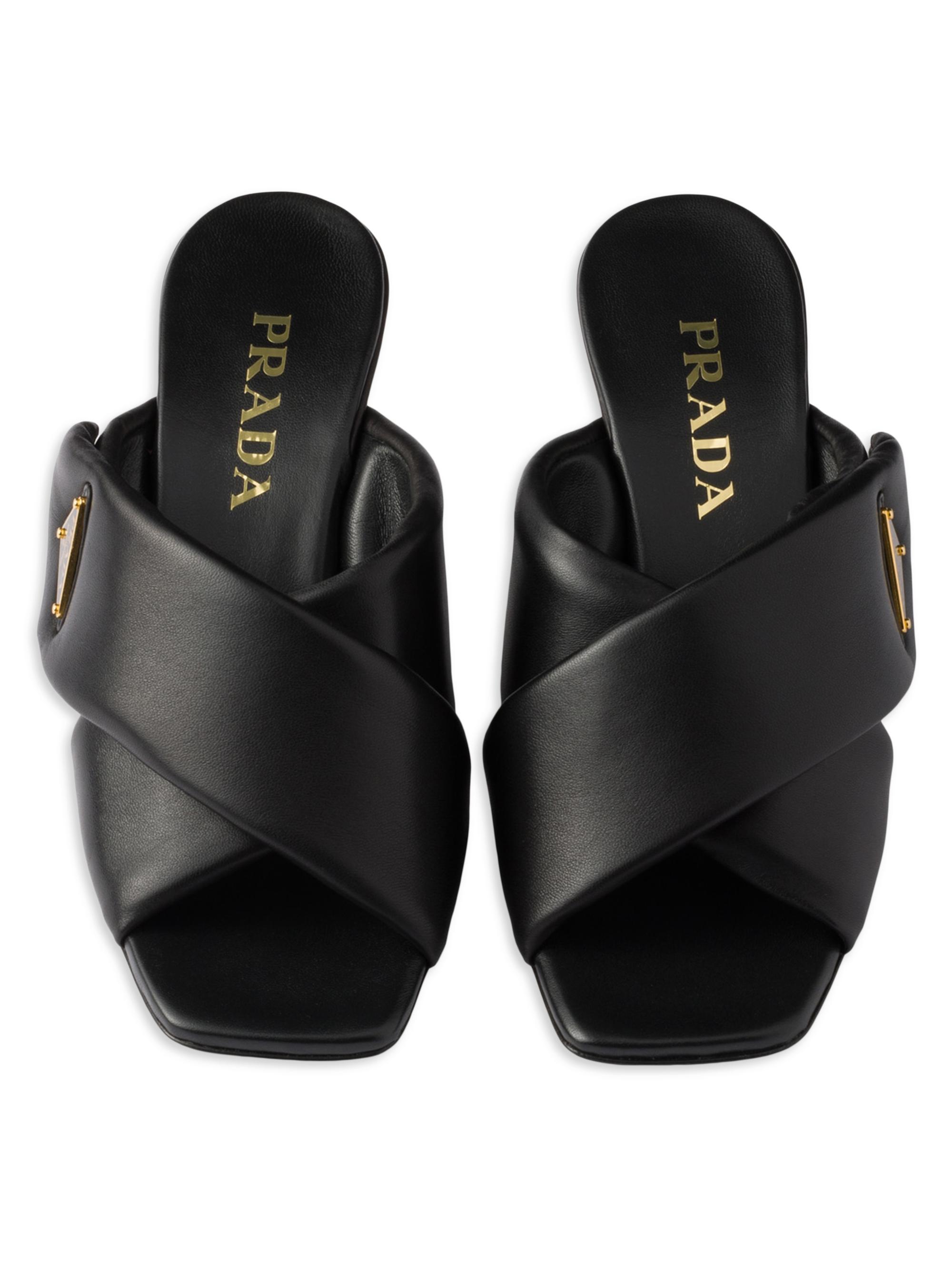 Prada Padded 65MM Nappa Leather Sandals | Saks Fifth Avenue