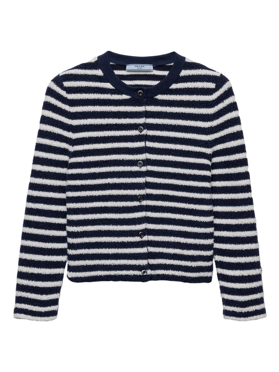 Prada Women's Cotton Bouclé Cardigan In Blue