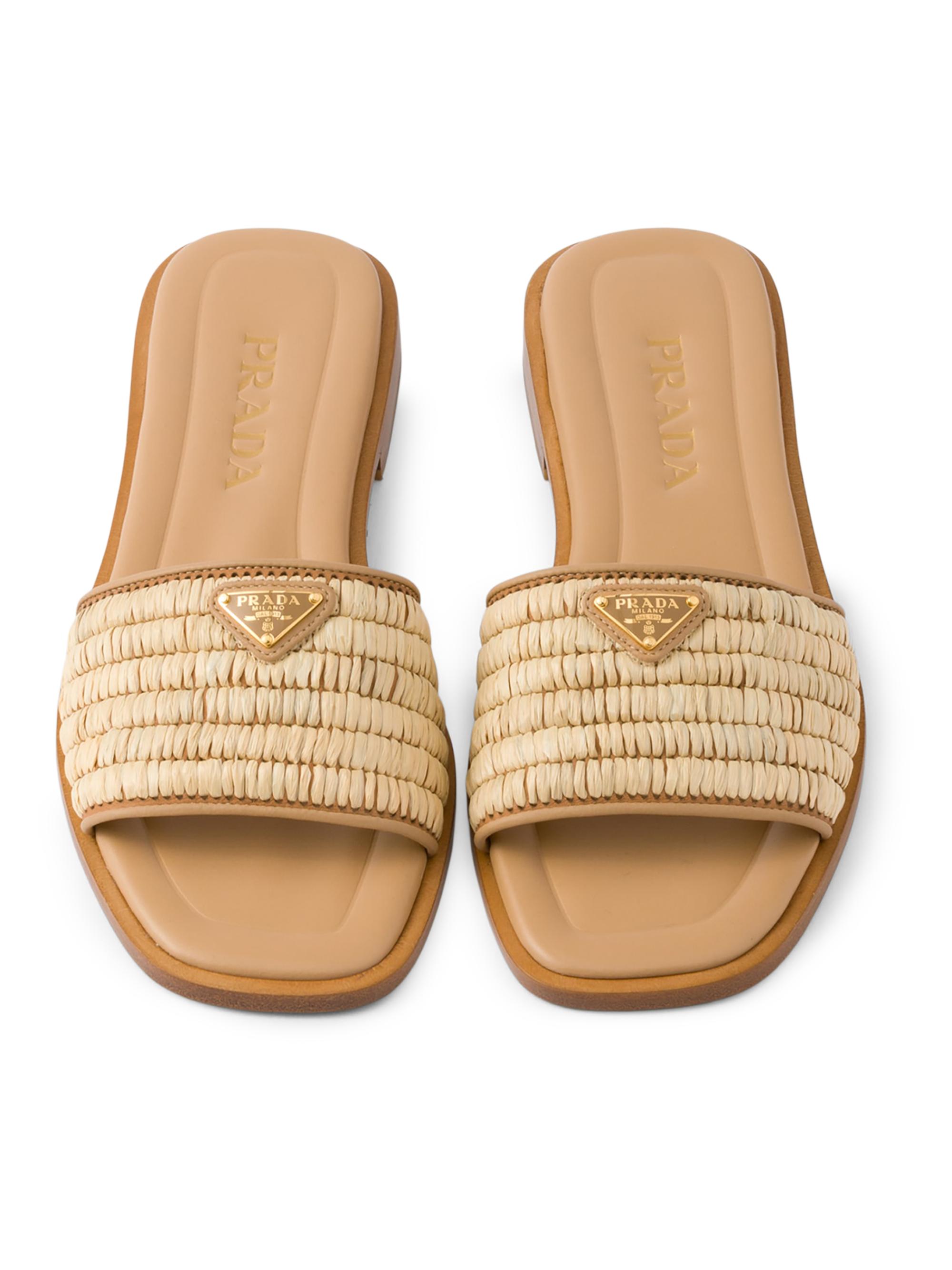 Leather Slides with Crochet Details