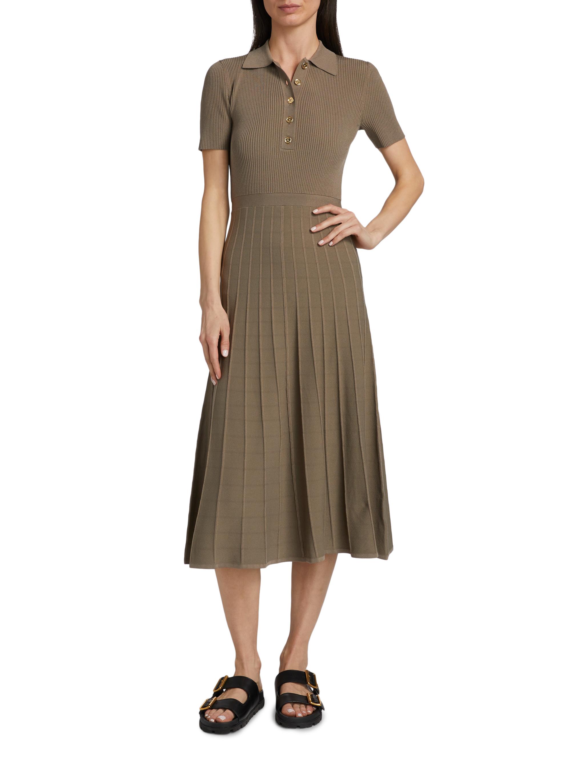 MICHAEL Michael Kors Polo Fit-&-Flare Midi-Dress | Saks Fifth Avenue