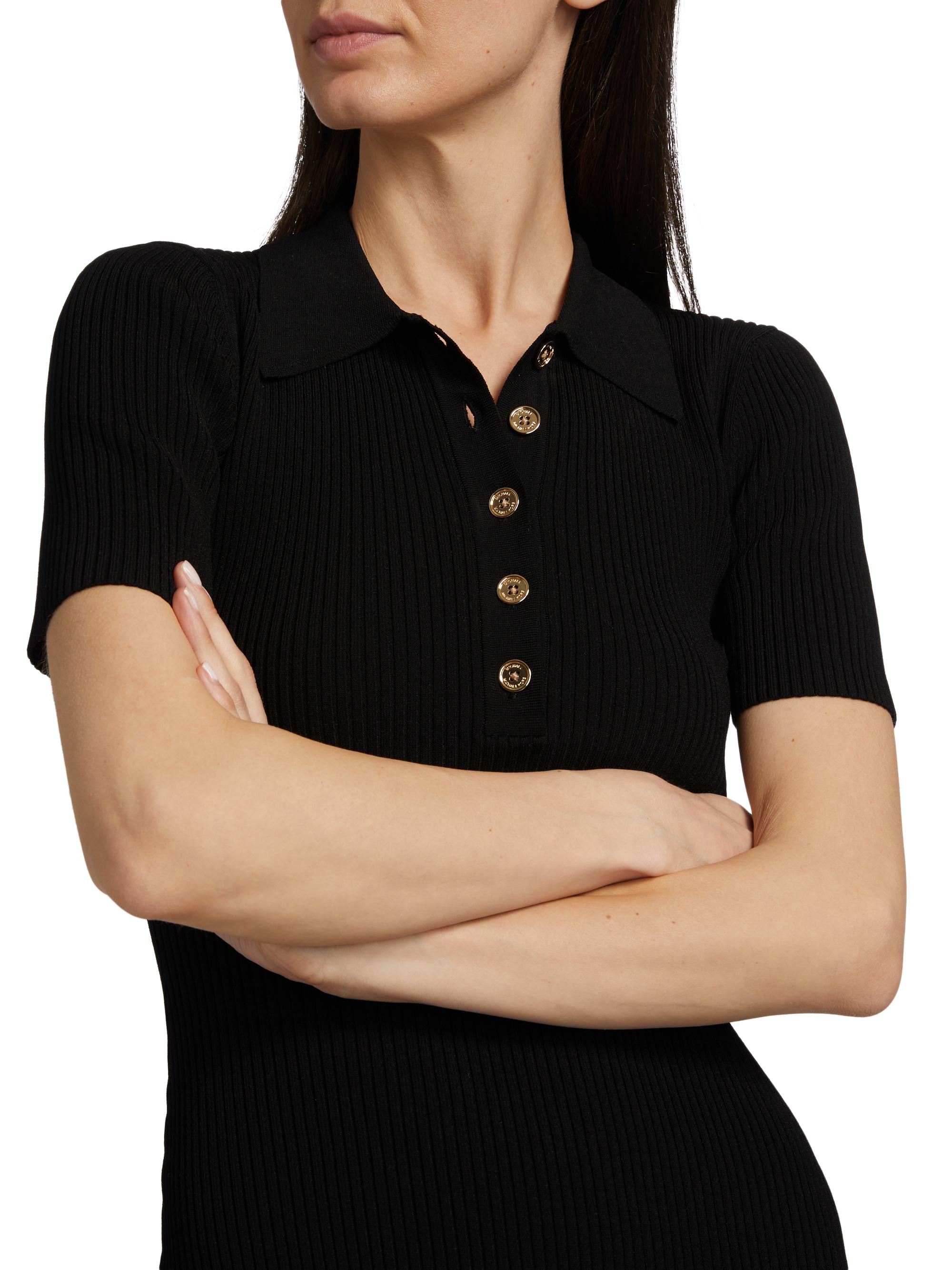 Michael Michael Kors Women's Polo Collar Midi Dress - Black - Size S