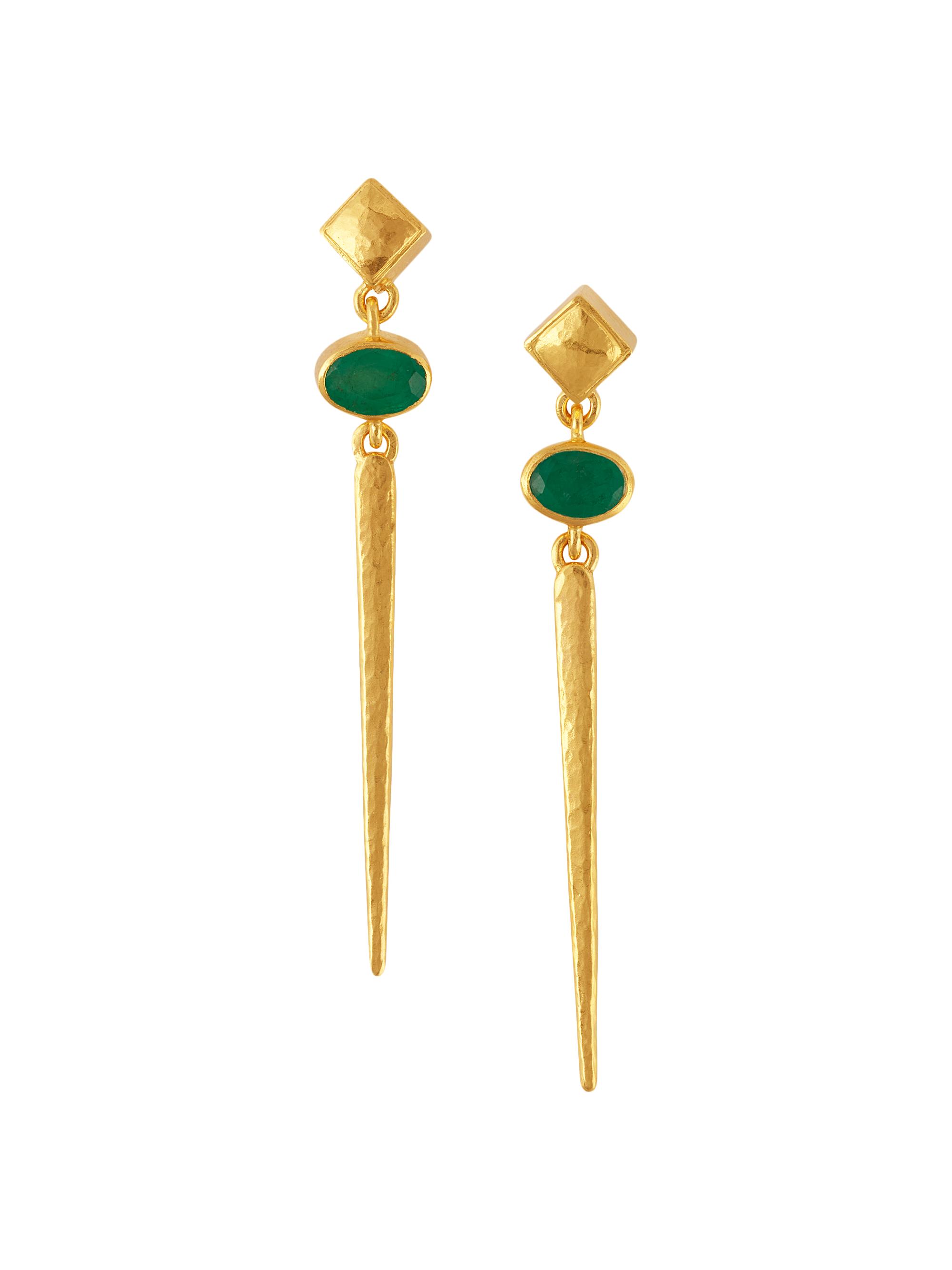 Gurhan Women's Rain Stiletto 22K Yellow Gold & Emerald Drop Earrings - Yellow Gold