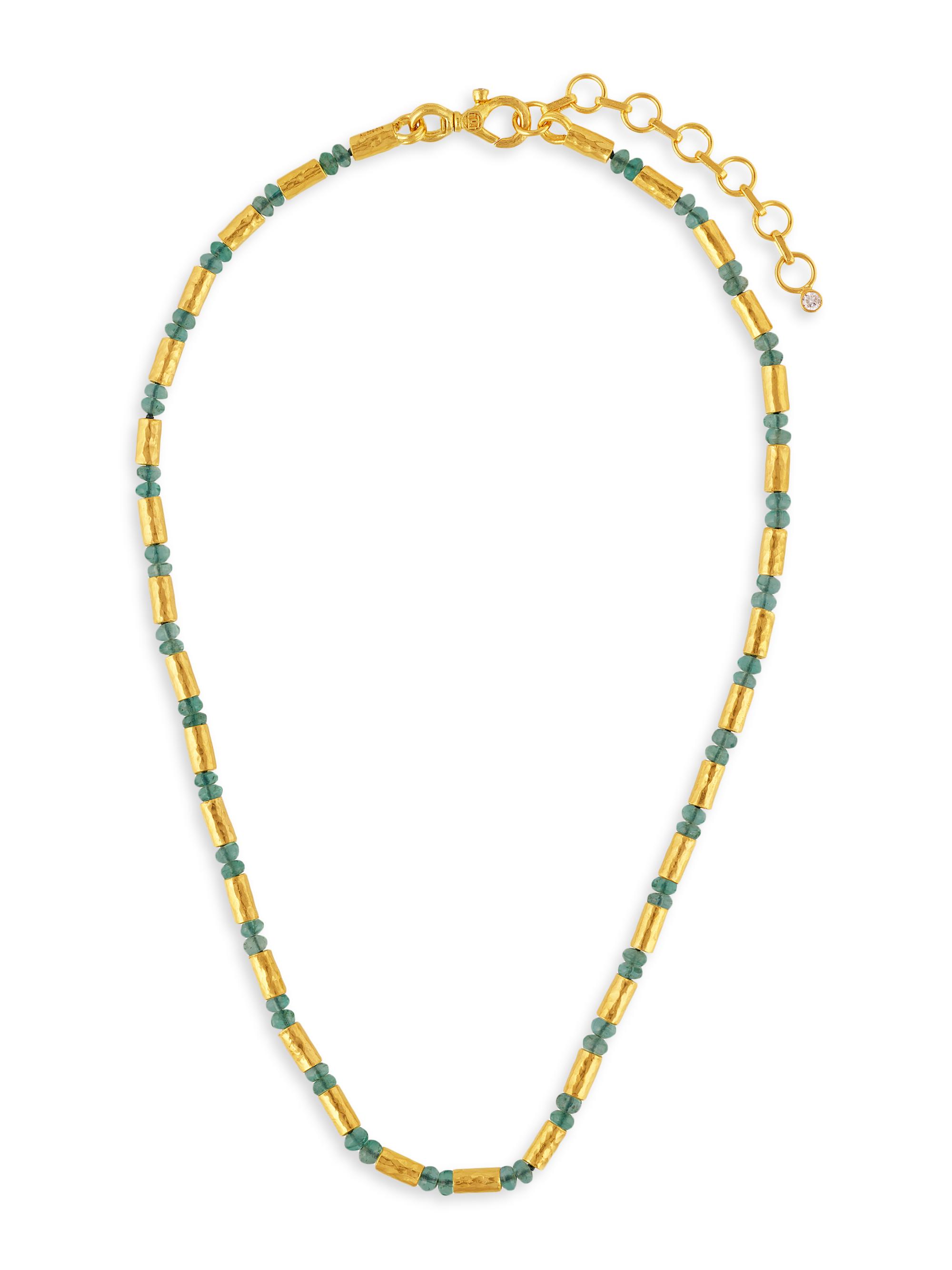 Gurhan Women's Vertigo 24K Yellow Gold, Emerald & 0.13 TCW Diamond Beaded Necklace - Yellow Gold