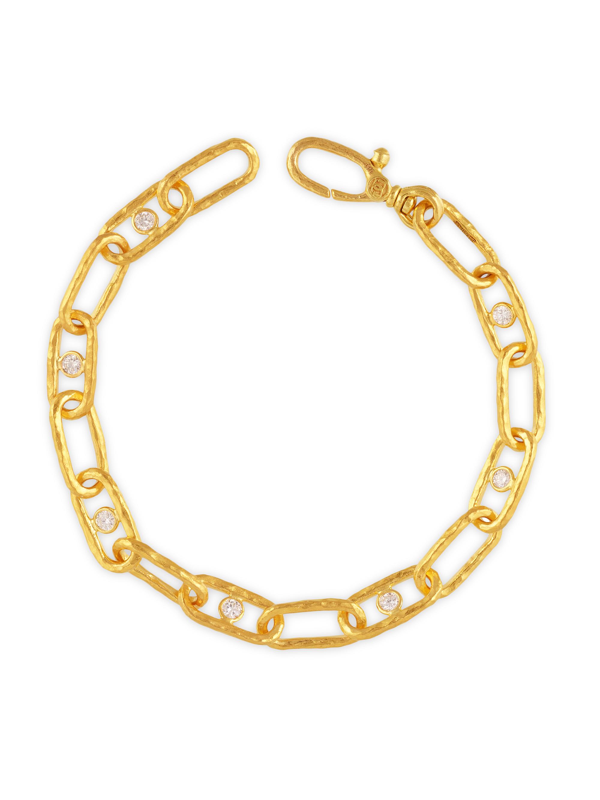 Gurhan Women's Hoopla 24K Yellow Gold & 0. TCW Diamond Oval-Link Chain Bracelet - Yellow Gold