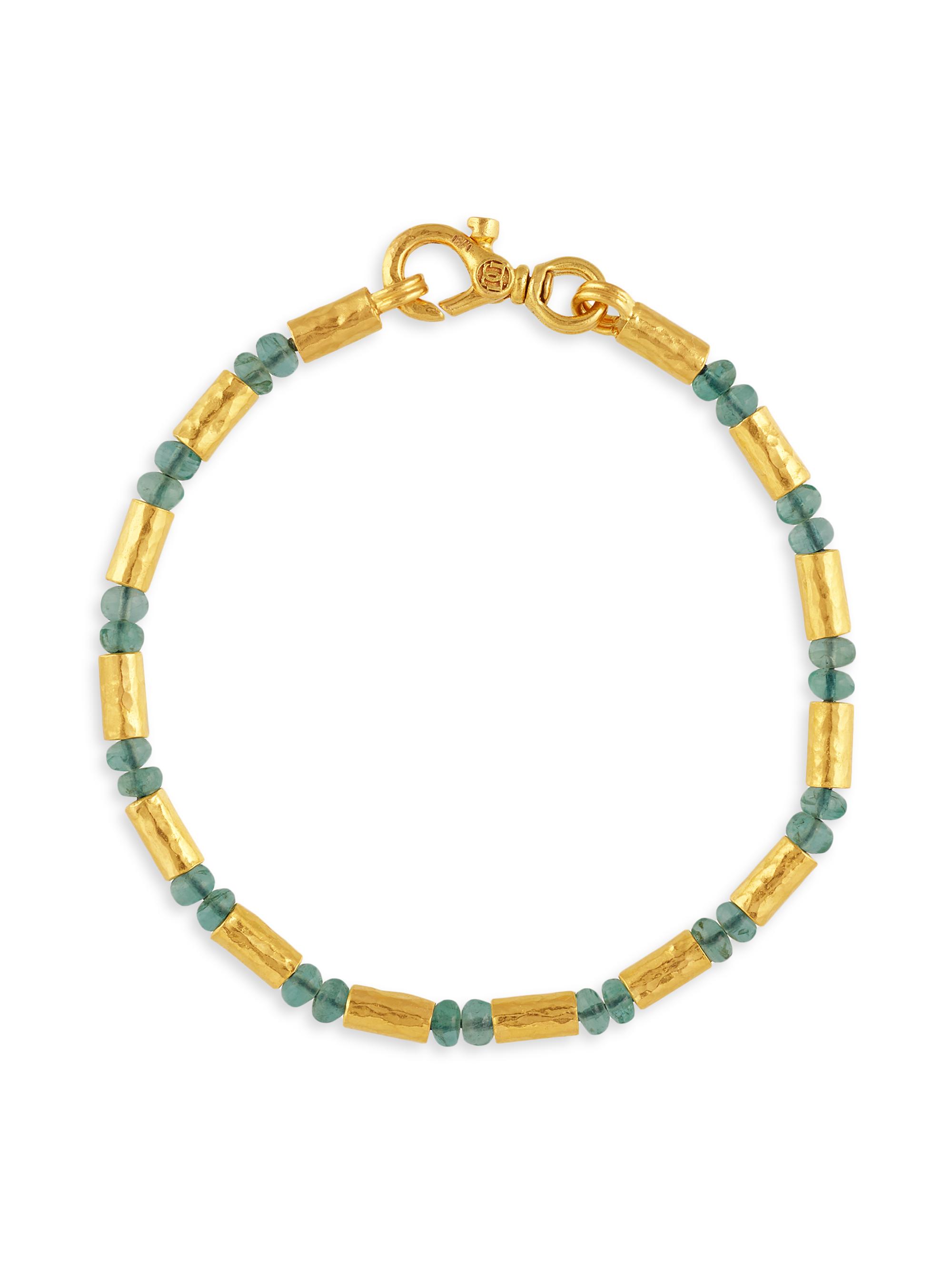 Gurhan Women's Vertigo 24K Yellow Gold, Emerald & 0.03 TCW Diamond Beaded Bracelet - Yellow Gold