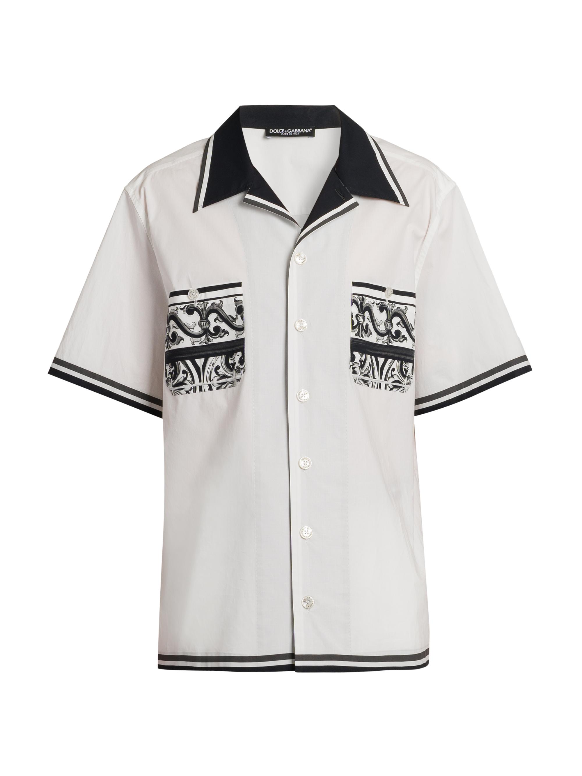 Dolce & Gabbana Men's Poplin Short-Sleeve Shirt - Maiolica Nero