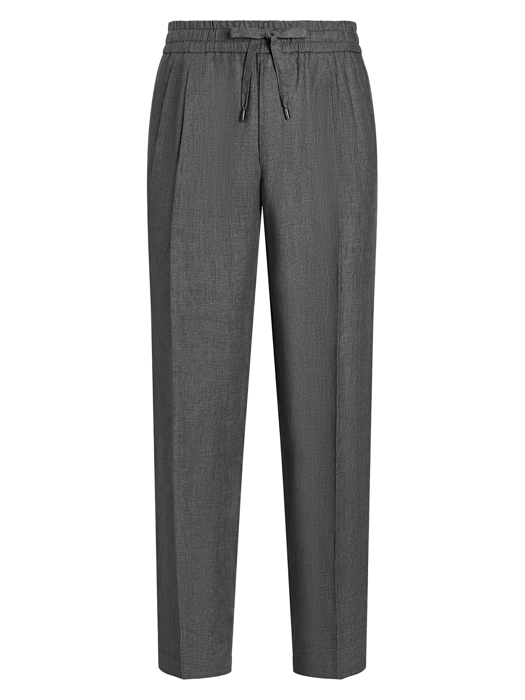 Dolce & Gabbana Men's Pleated-Front Linen Trousers - Dark Grey
