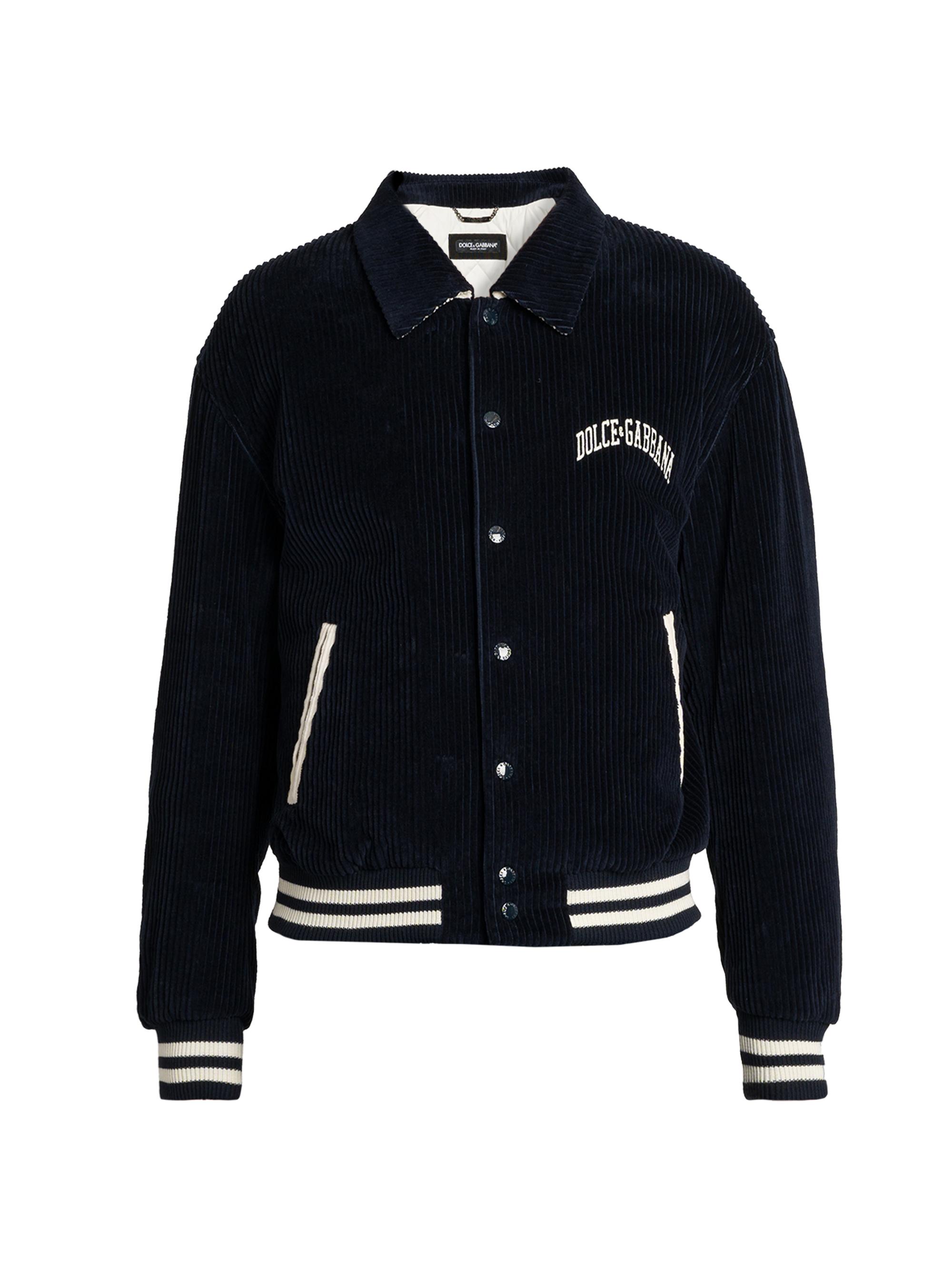 Dolce & Gabbana Men's Logo Corduroy Varsity Jacket - Blu Scurissimo