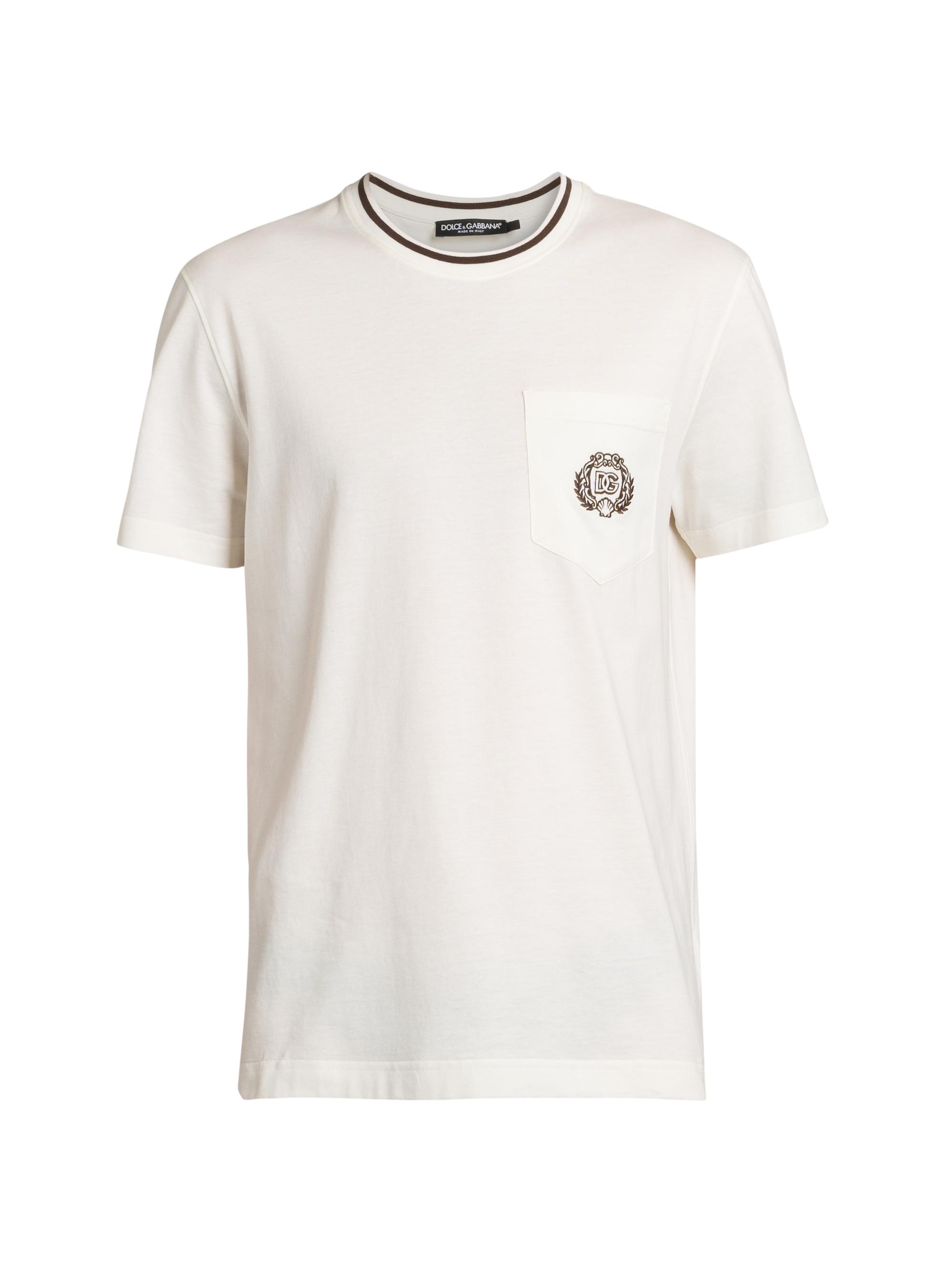 Dolce & Gabbana Men's Logo Cotton Crewneck T-Shirt - Bianco Naturale