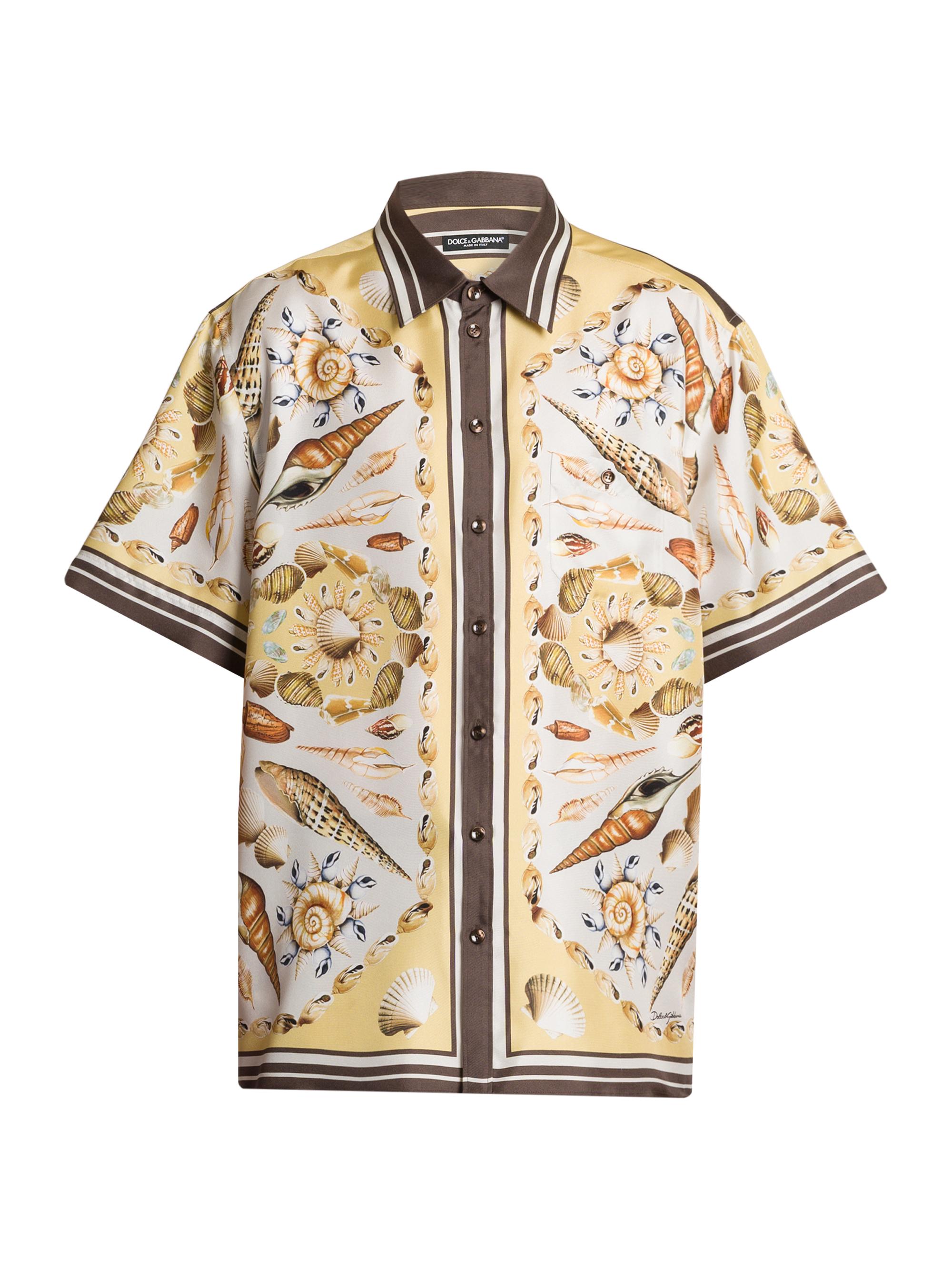 Dolce & Gabbana Men's Silk Twill Shirt - Conchiglie Giallo