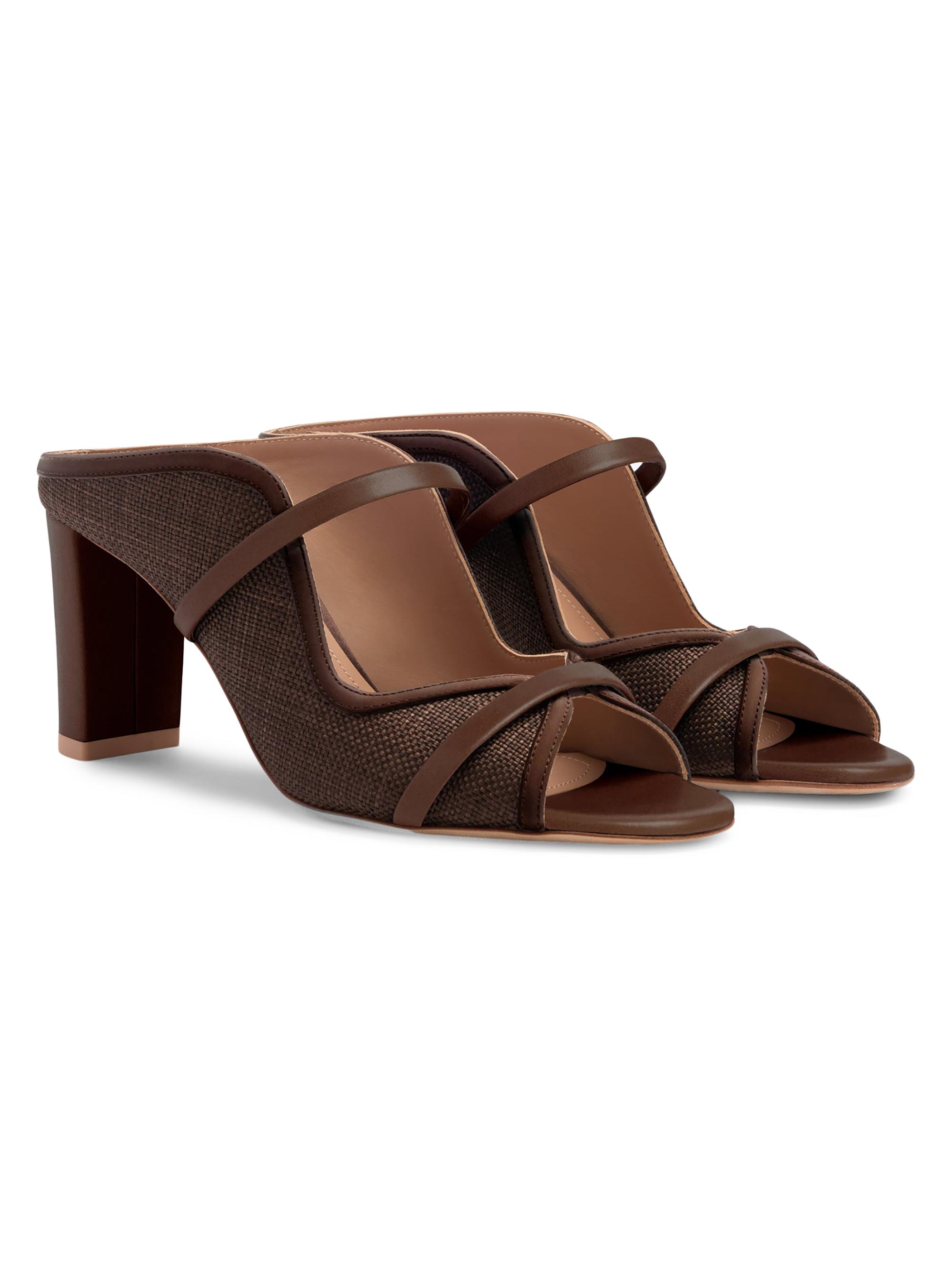 Malone Souliers Norah 70MM Raffia Block Heel Sandals | Saks Fifth