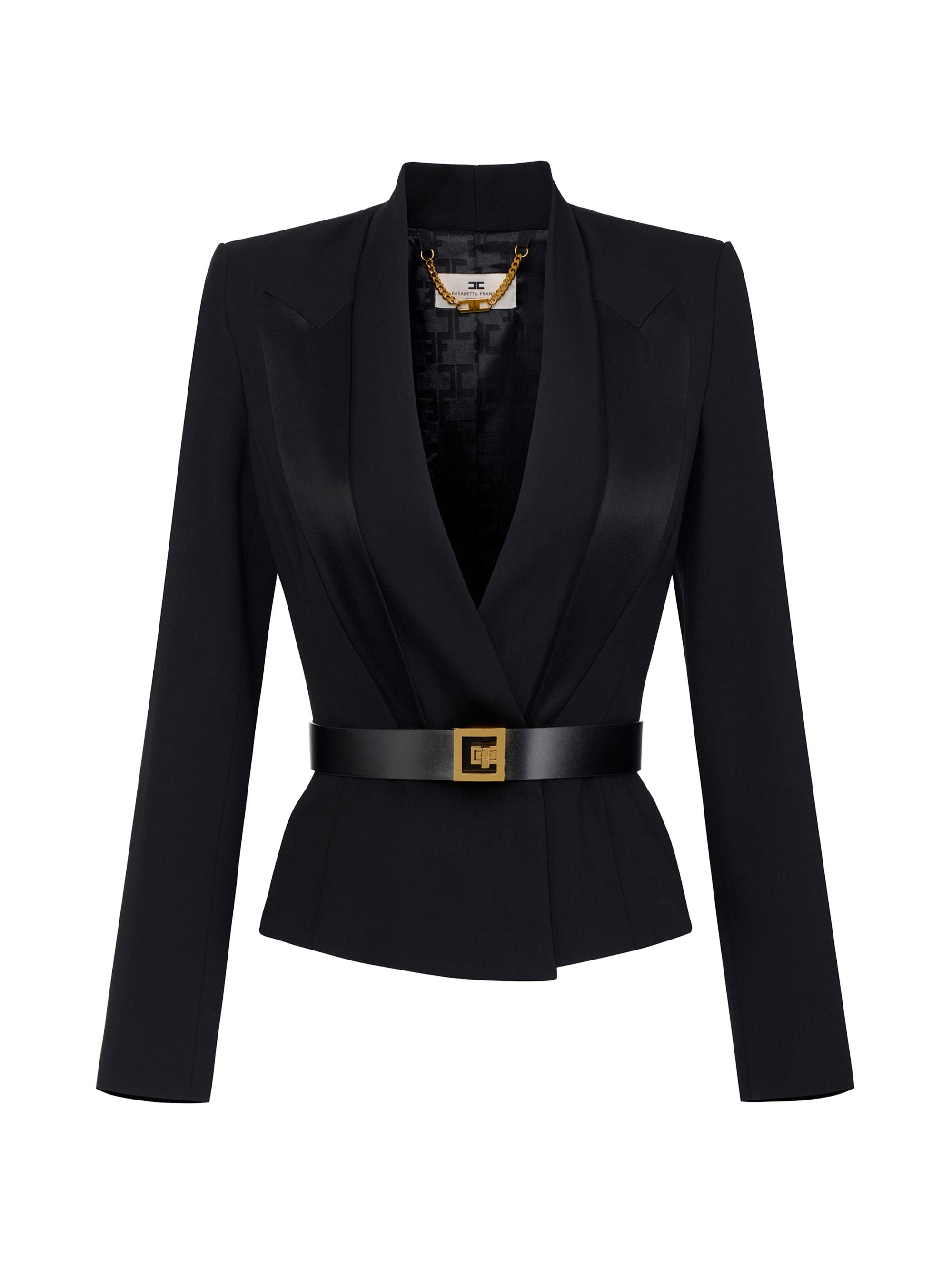 Elisabetta Franchi Women's Crêpe Satin Lapel Blazer - Nero