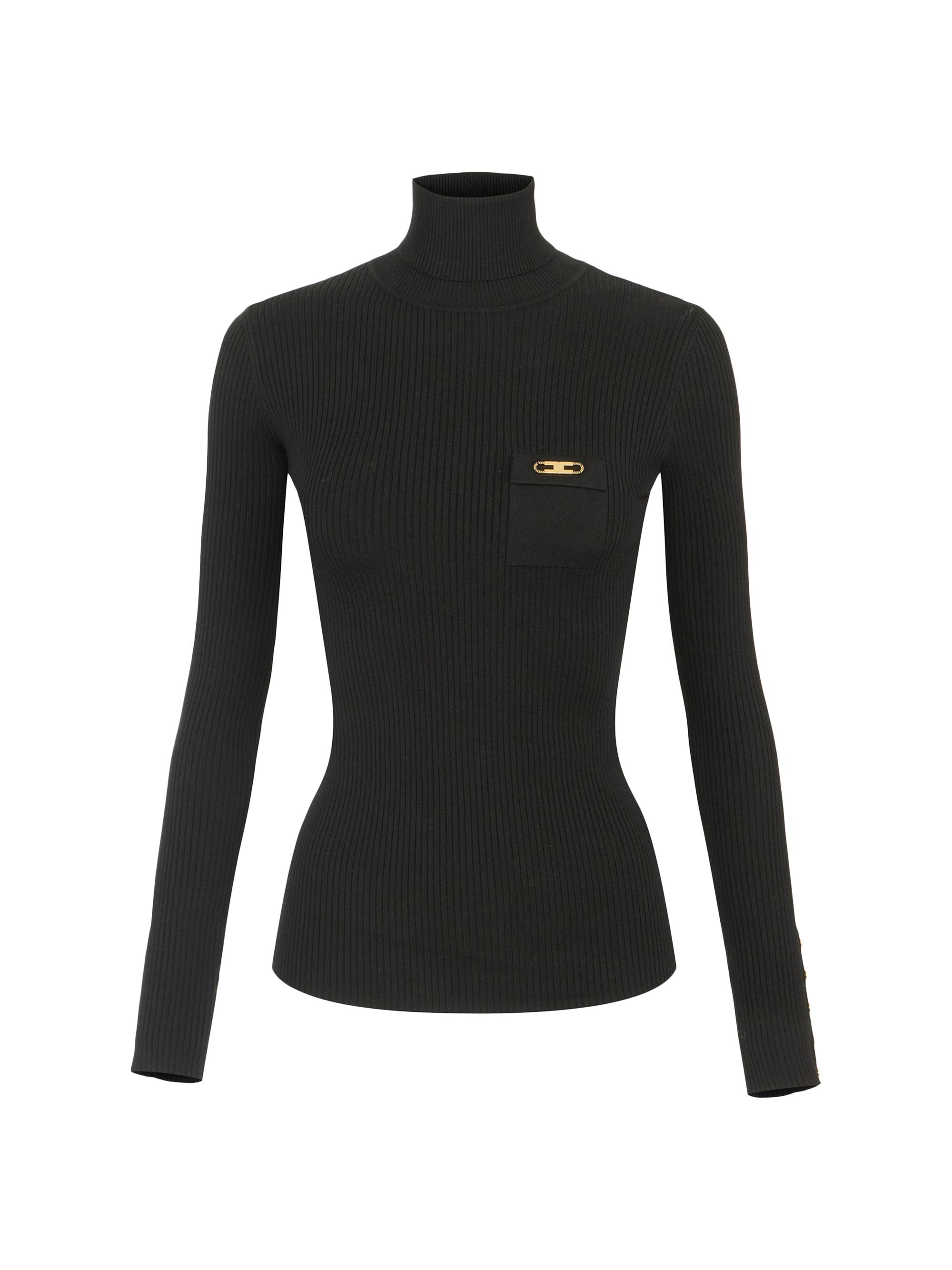 Elisabetta Franchi Women's Rib-Knit Turtleneck Top - Avorio