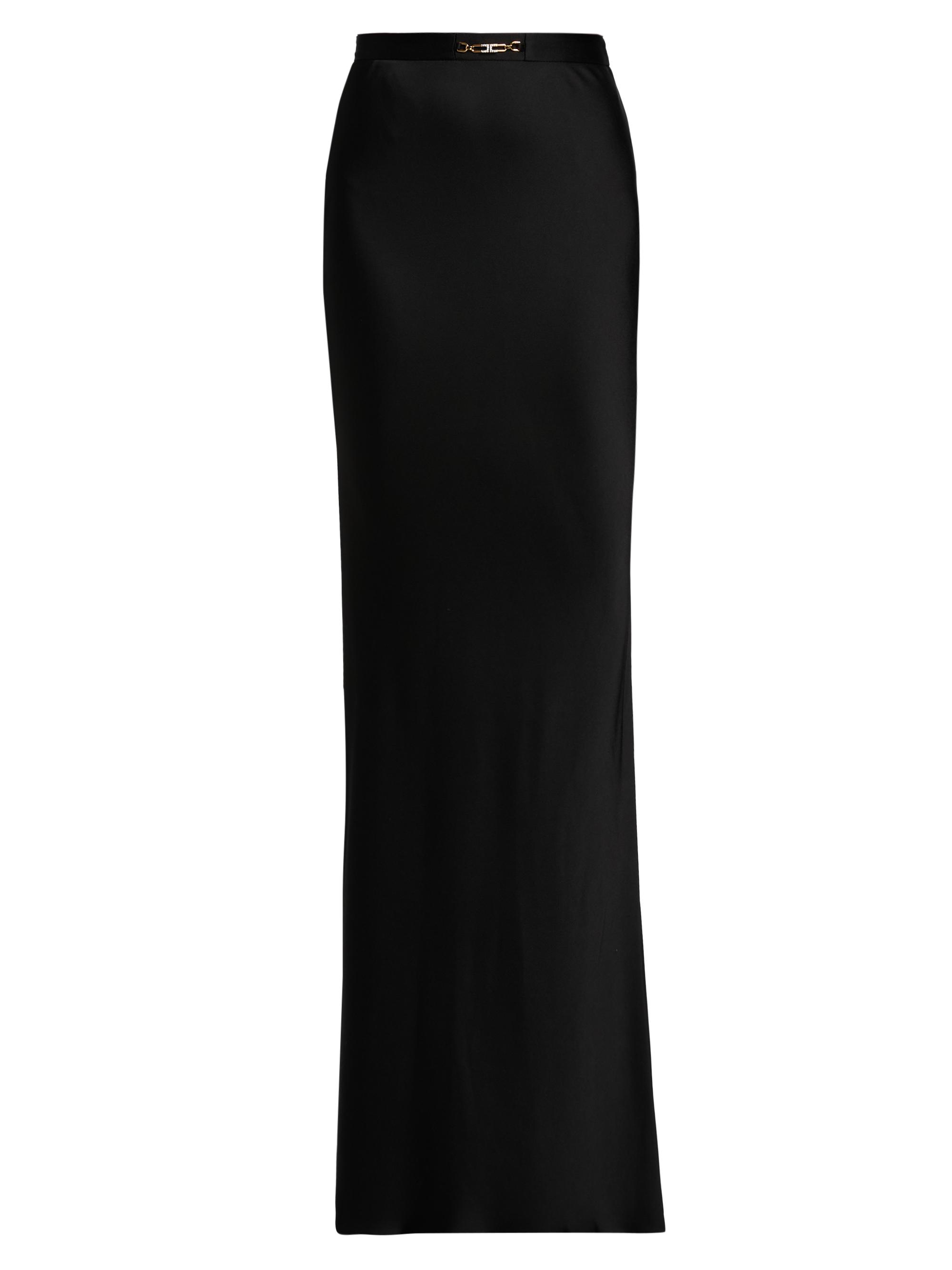 Elisabetta Franchi Women's Jewel-Detailed Satin Crêpe Maxi Skirt - Nero