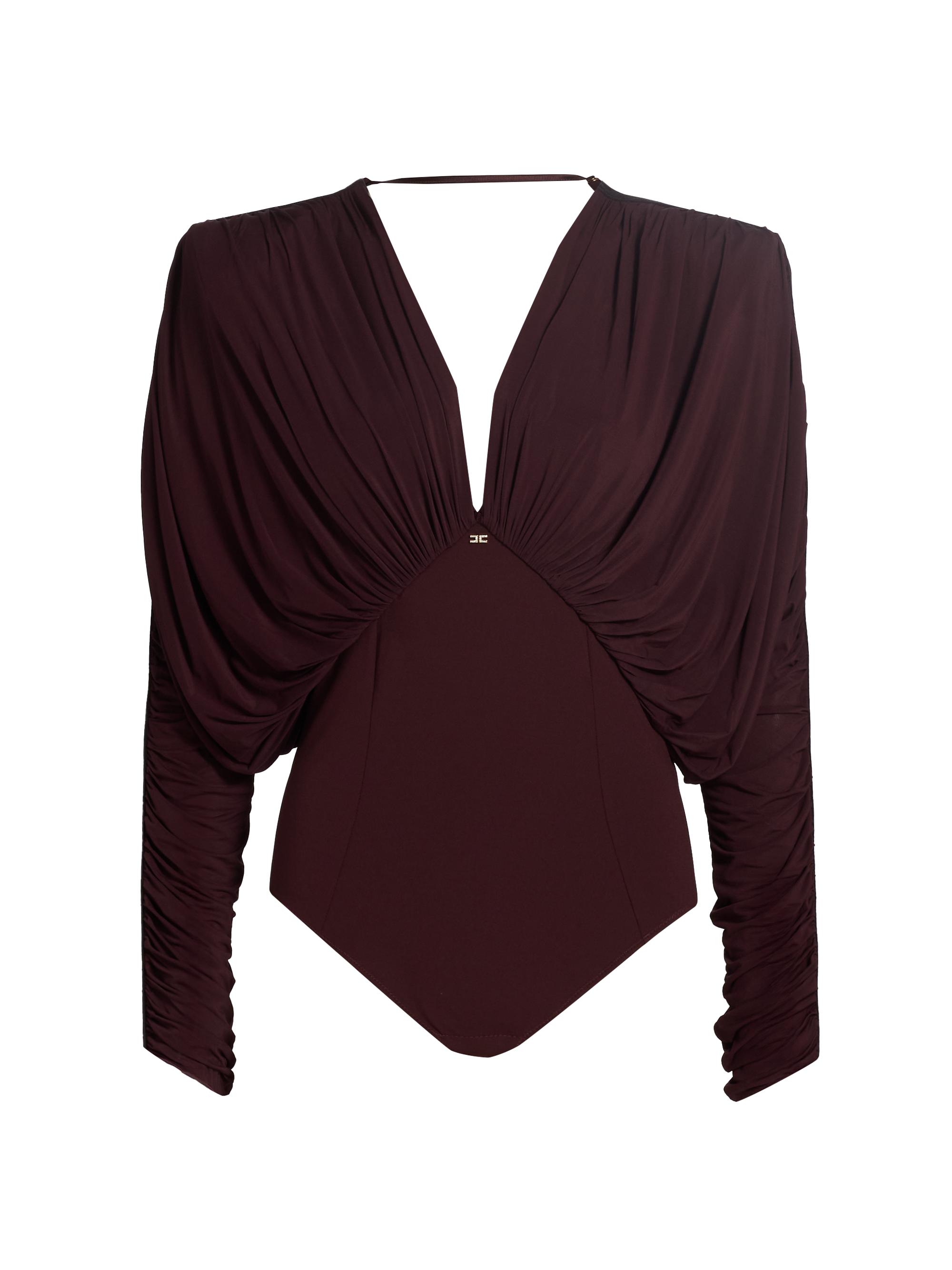 Elisabetta Franchi Women's Draped Stretch Jersey Bodysuit - Merlot