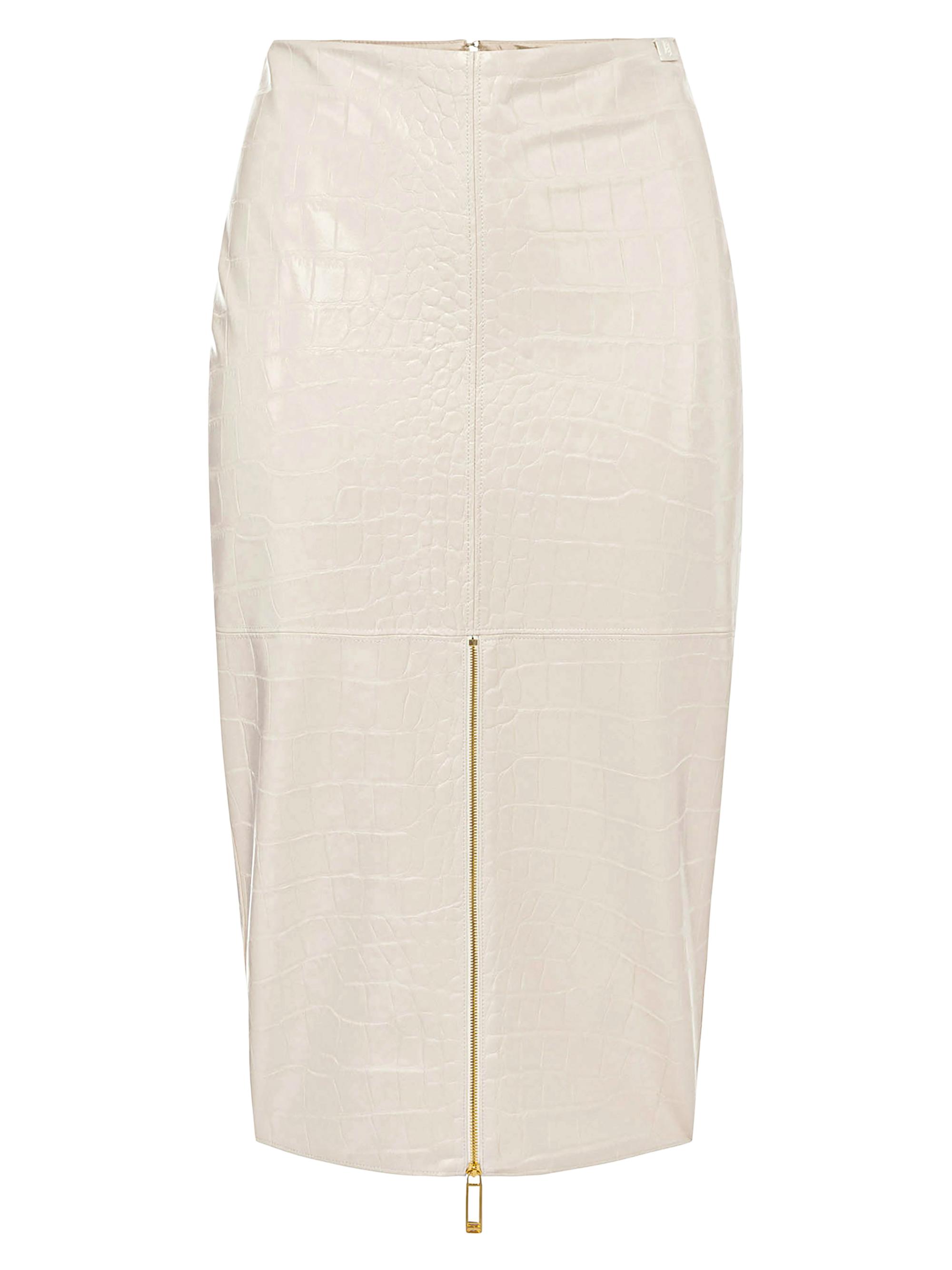 Elisabetta Franchi Women's Crocodile Print Textured Skirt - Milk