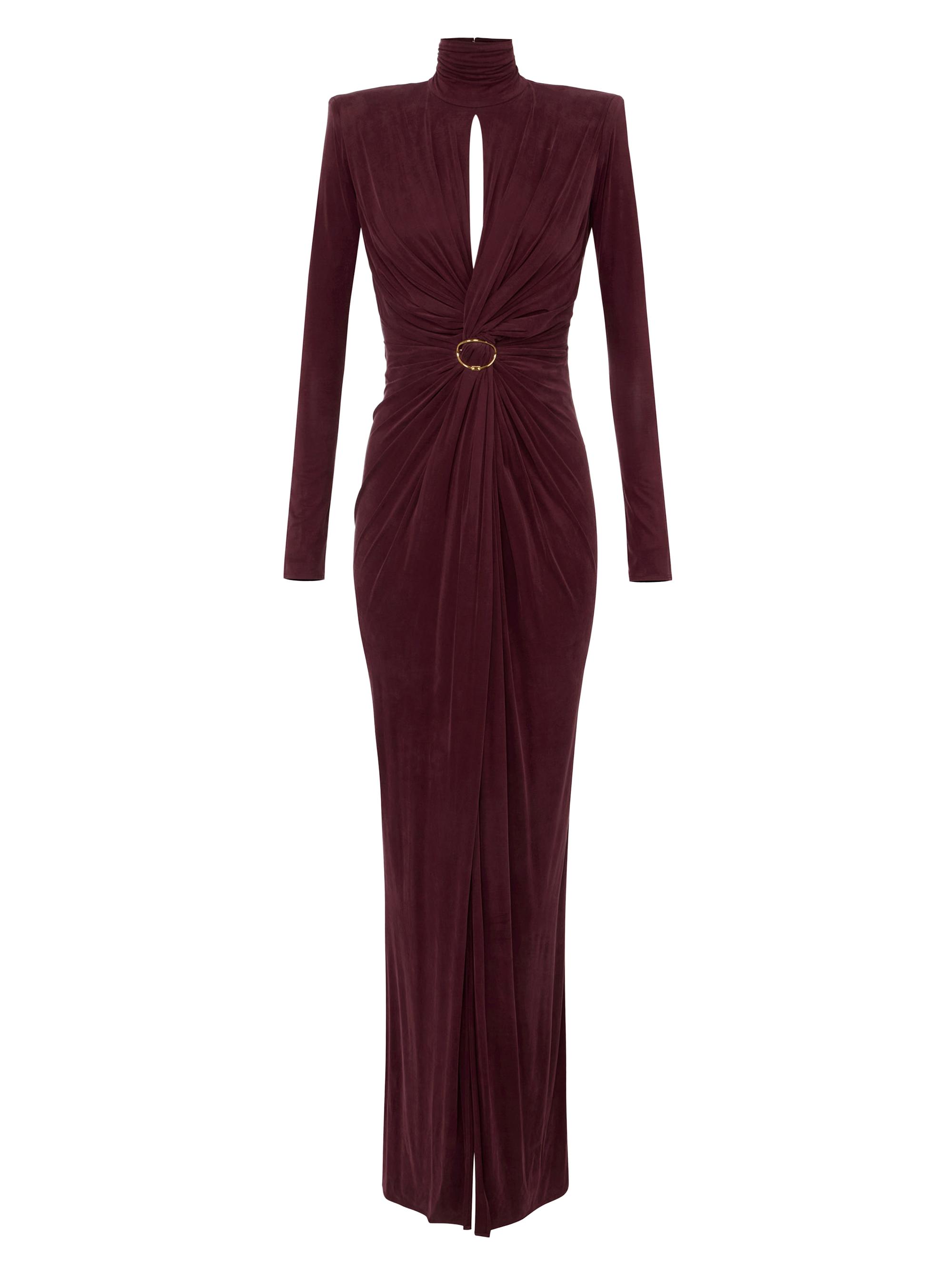 Elisabetta Franchi Women's Pleated Keyhole Sheath Gown - Merlot
