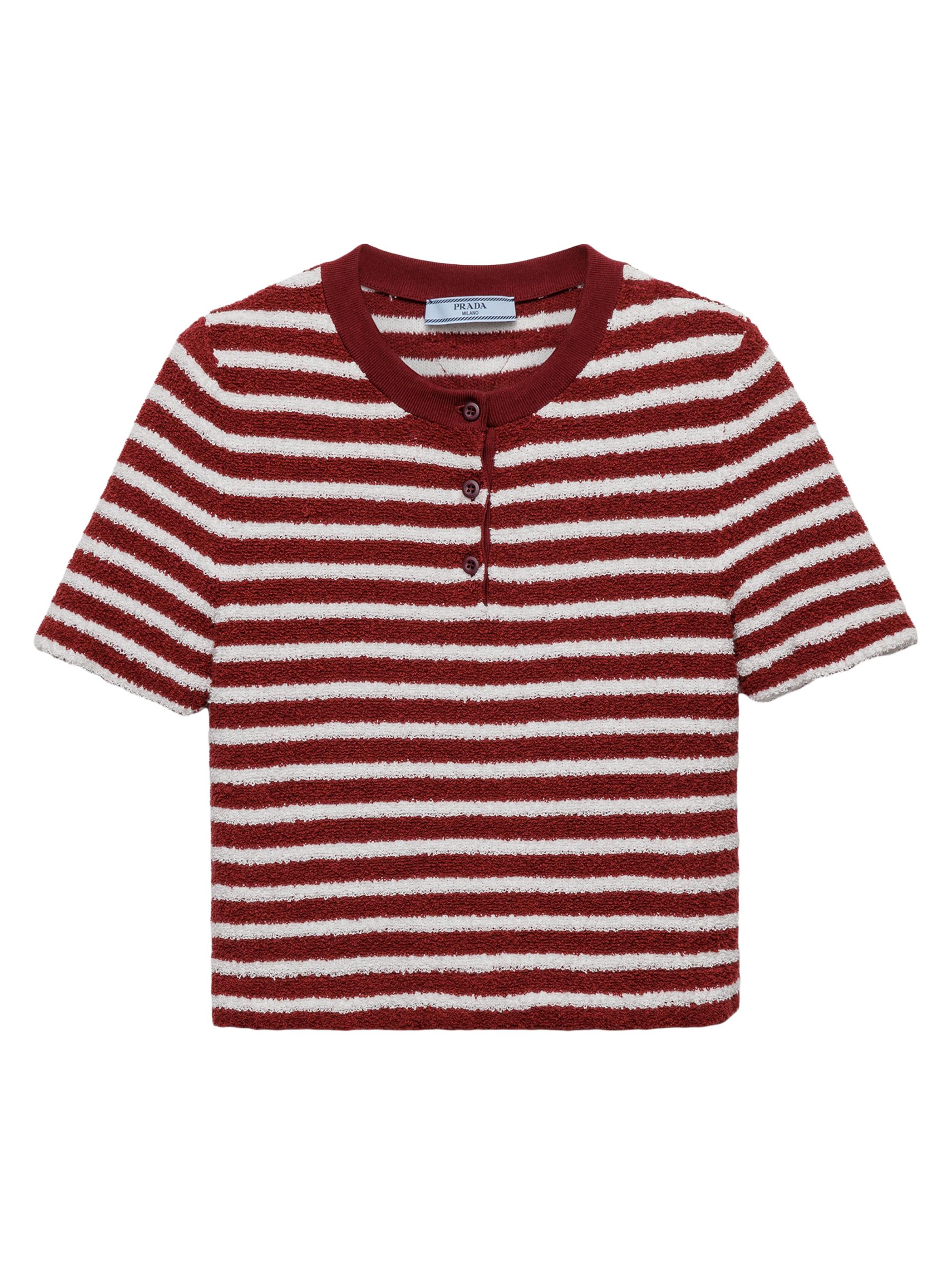 Prada Women's Cotton Bouclé Crew-Neck Sweater - Dark Red