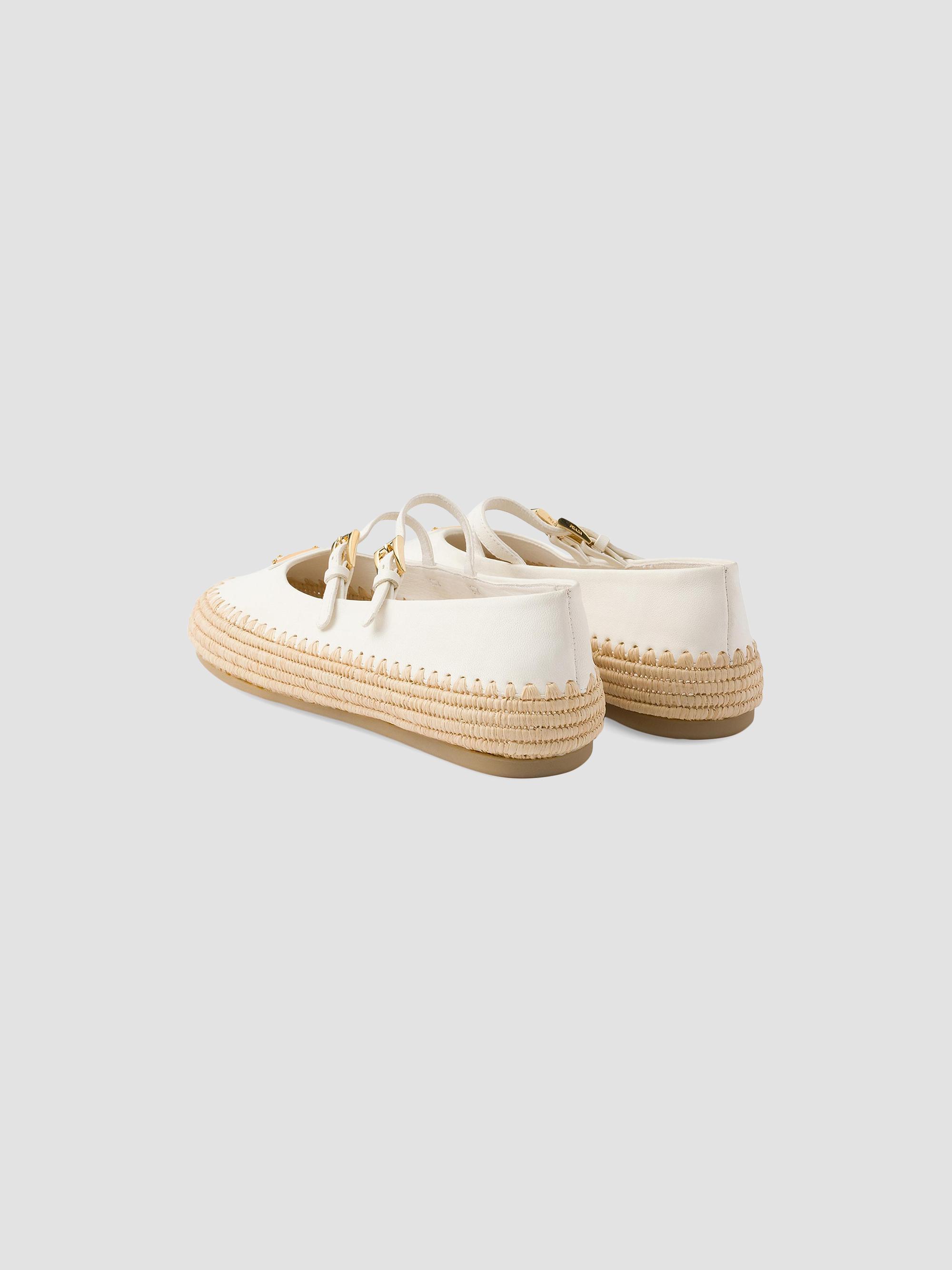 Prada Nappa Leather and Raffia Ballerinas | Saks Fifth Avenue